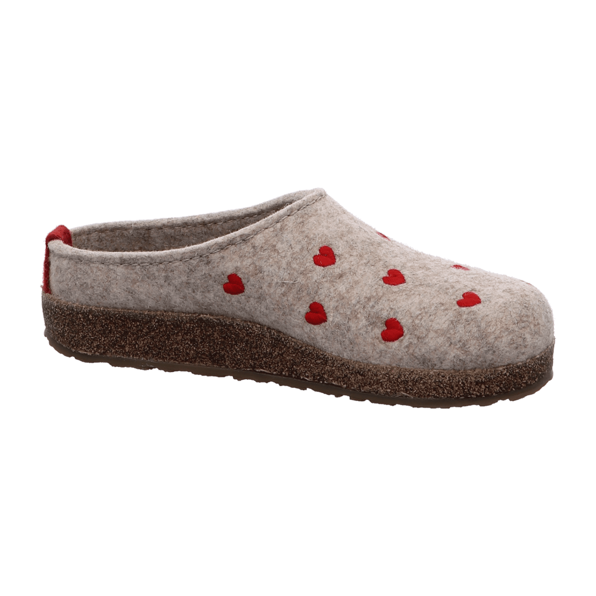 Haflinger Grizzly Cuoricini Women's Wool Felt Slippers with Heart Design