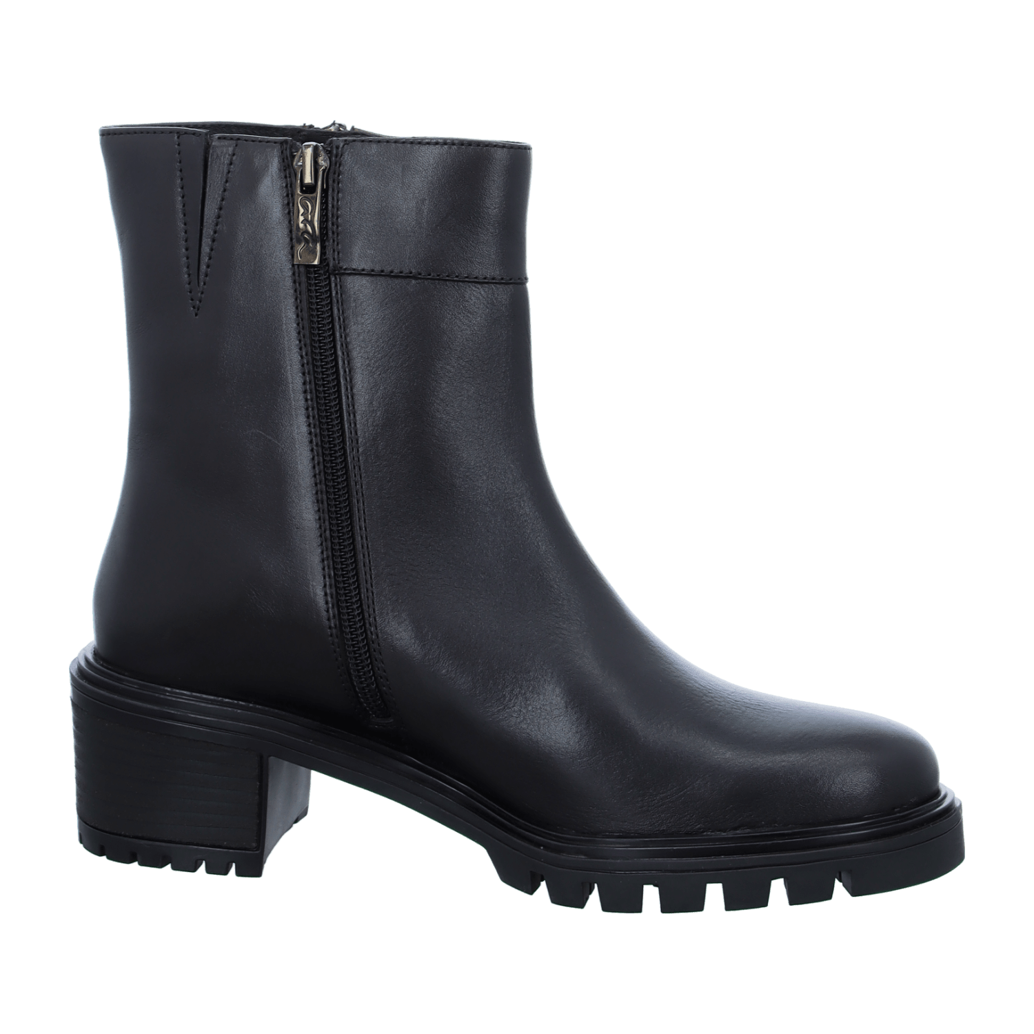 ARA DENVER moro Women's Ankle Boot in Brown Smooth Leather with Zipper and Round Toe