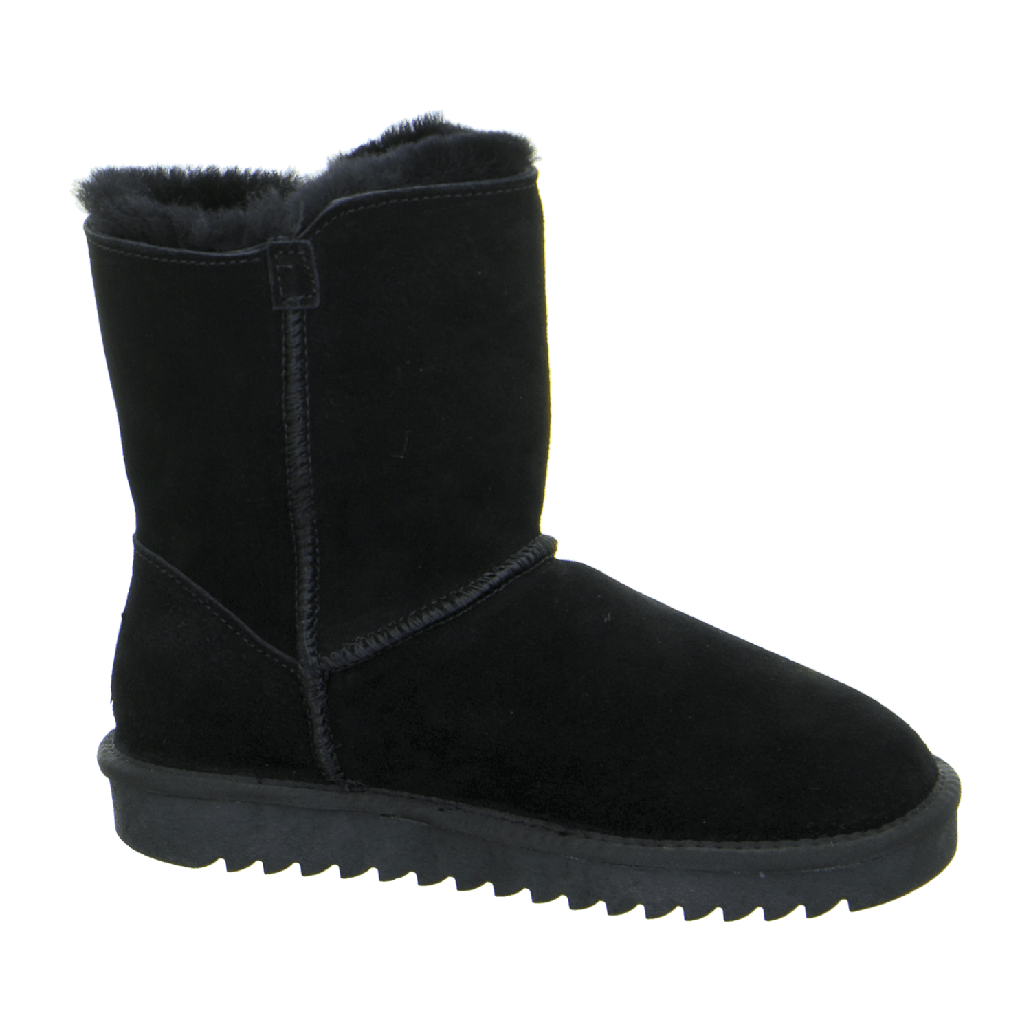 ARA Alaska Women's Velour Leather Slip-On Winter Boots with Wool Lining and Synthetic Rubber Sole in Black