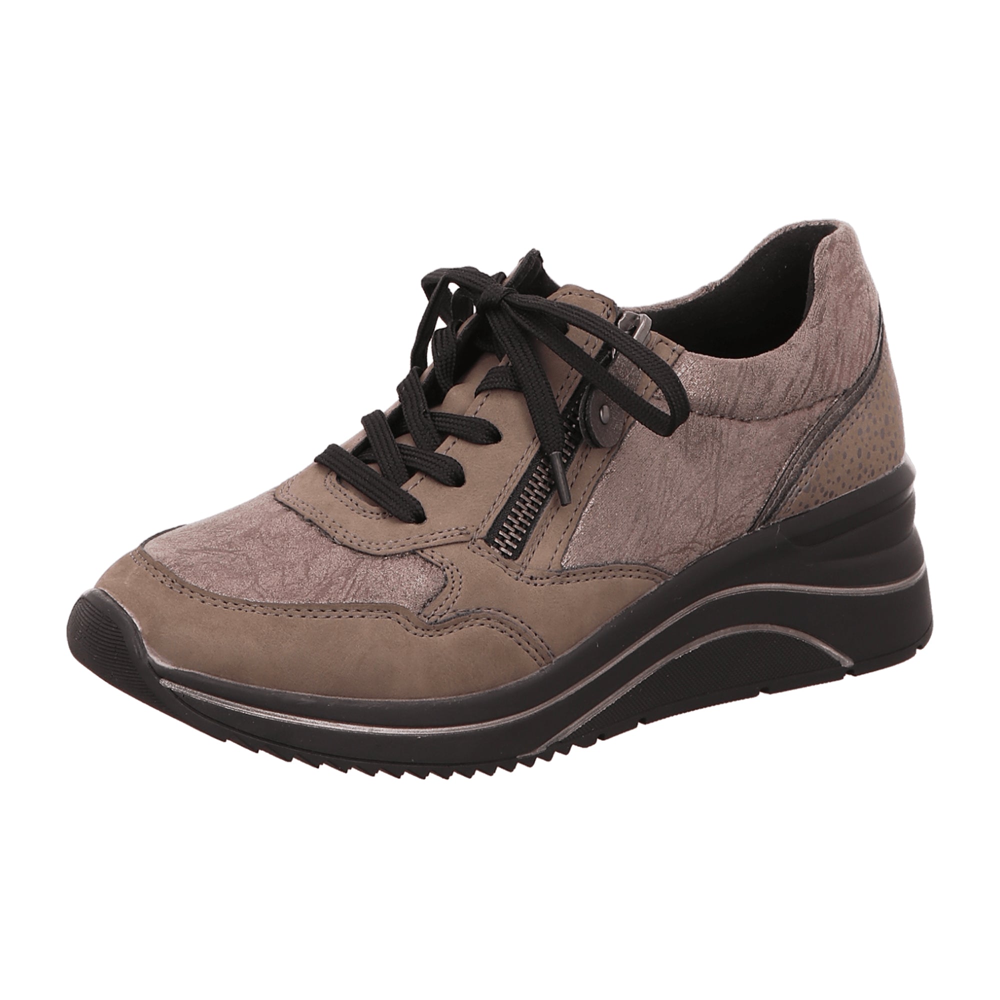 Remonte Women's Grey Lace-Up Shoes with Wedge Heel and Synthetic Leather