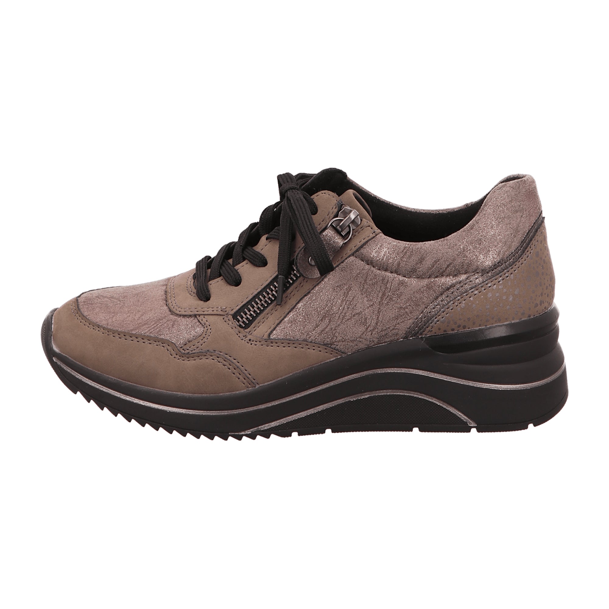 Remonte Women's Grey Lace-Up Shoes with Wedge Heel and Synthetic Leather