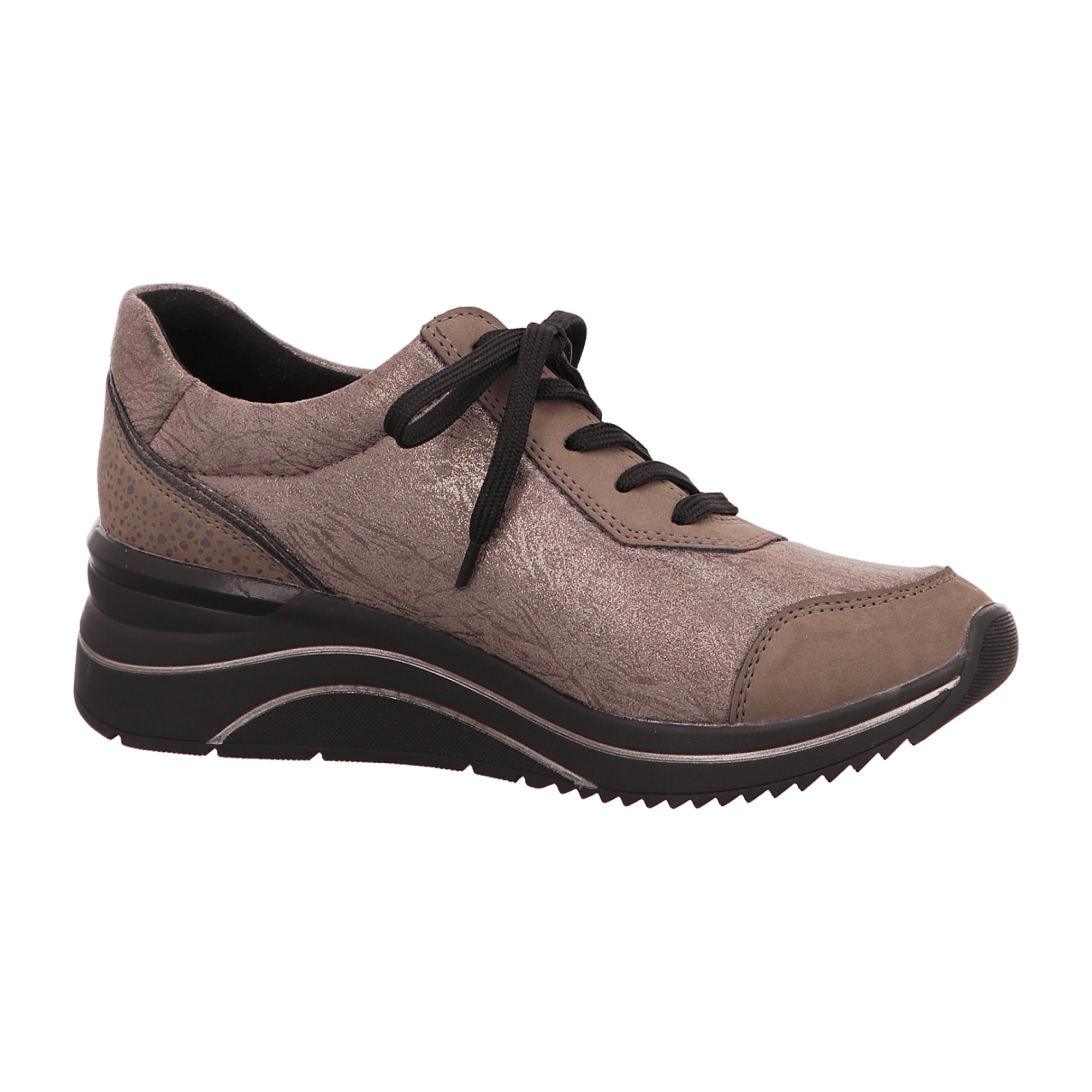 Remonte Women's Grey Lace-Up Shoes with Wedge Heel and Synthetic Leather