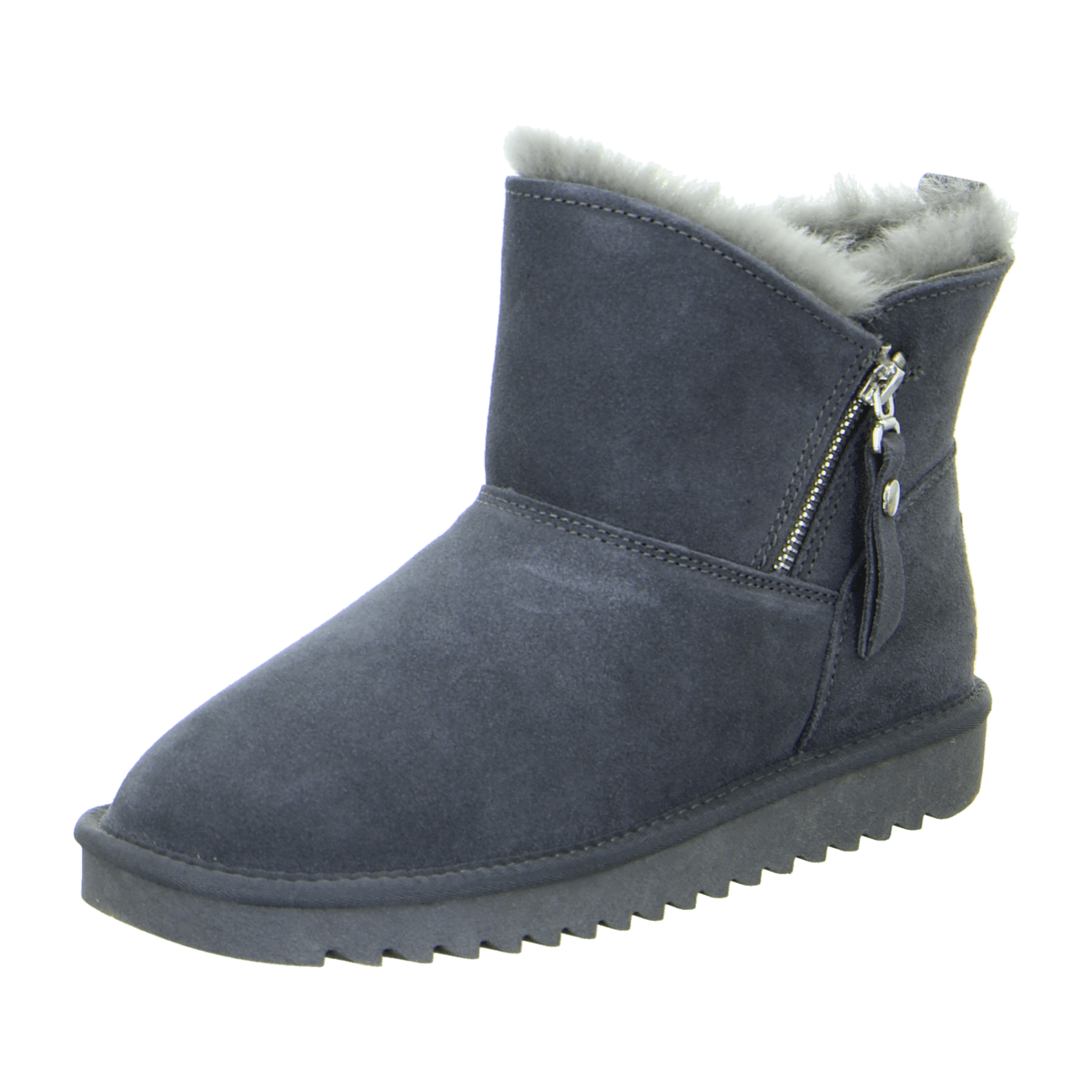 ARA UggKurtGray Women's Velour Leather Slip-On Bootie Gray with Wool Lining and Synthetic Rubber Sole