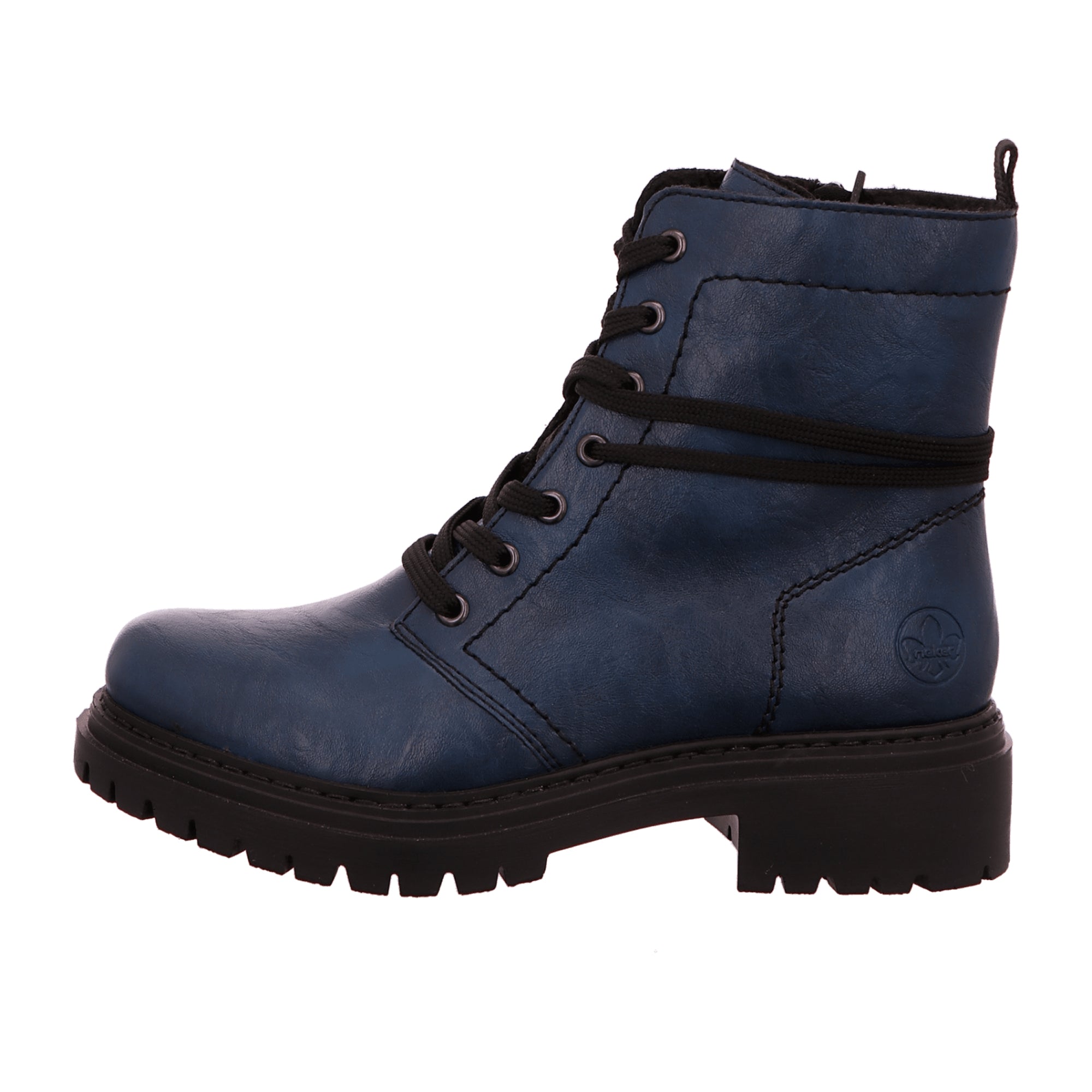 Rieker HWK Women's Blue Boots with Block Heel and Warm Lining