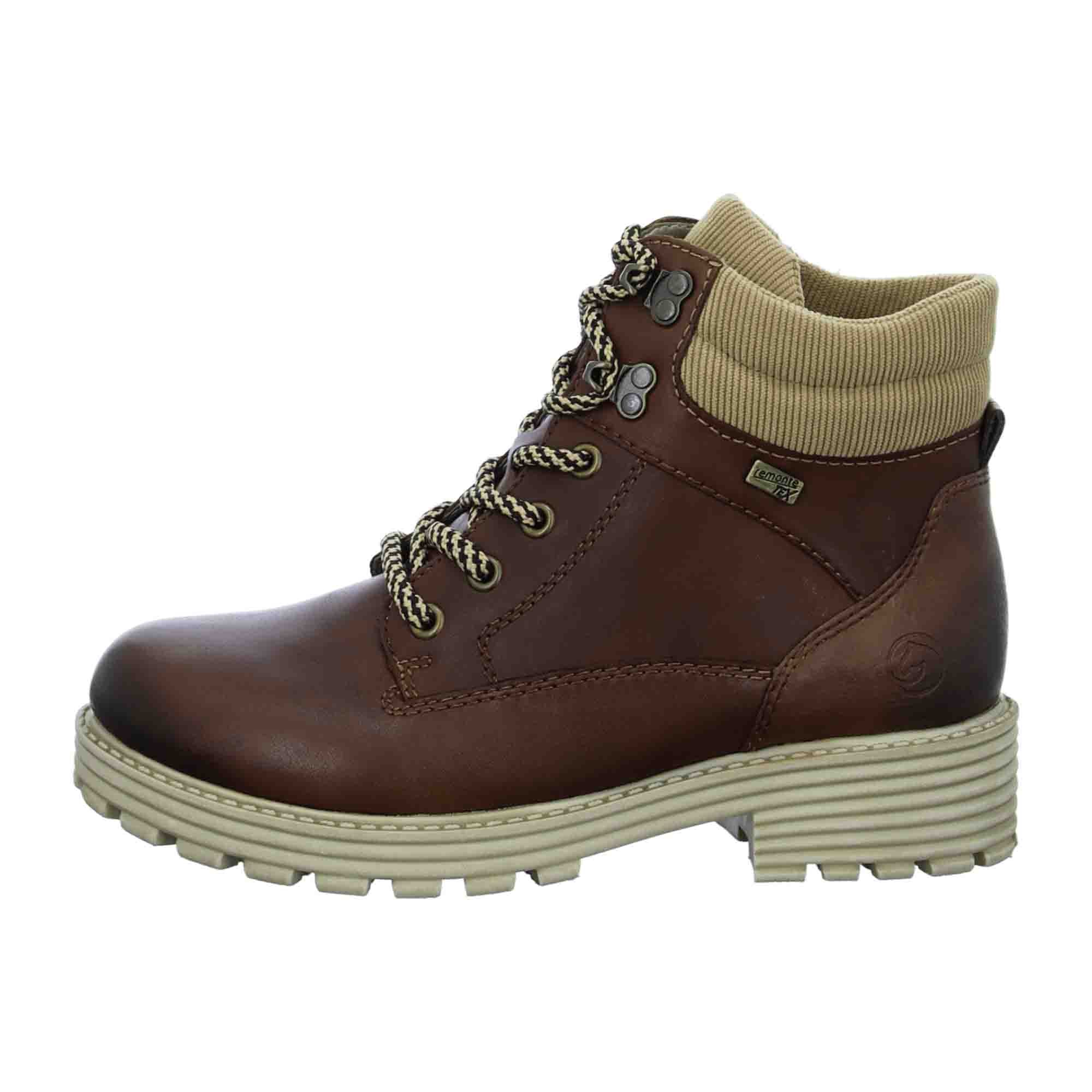 Remonte D0W7522 Women's Brown Leather Lace-Up Shoes Warm Lined for Fall/Winter