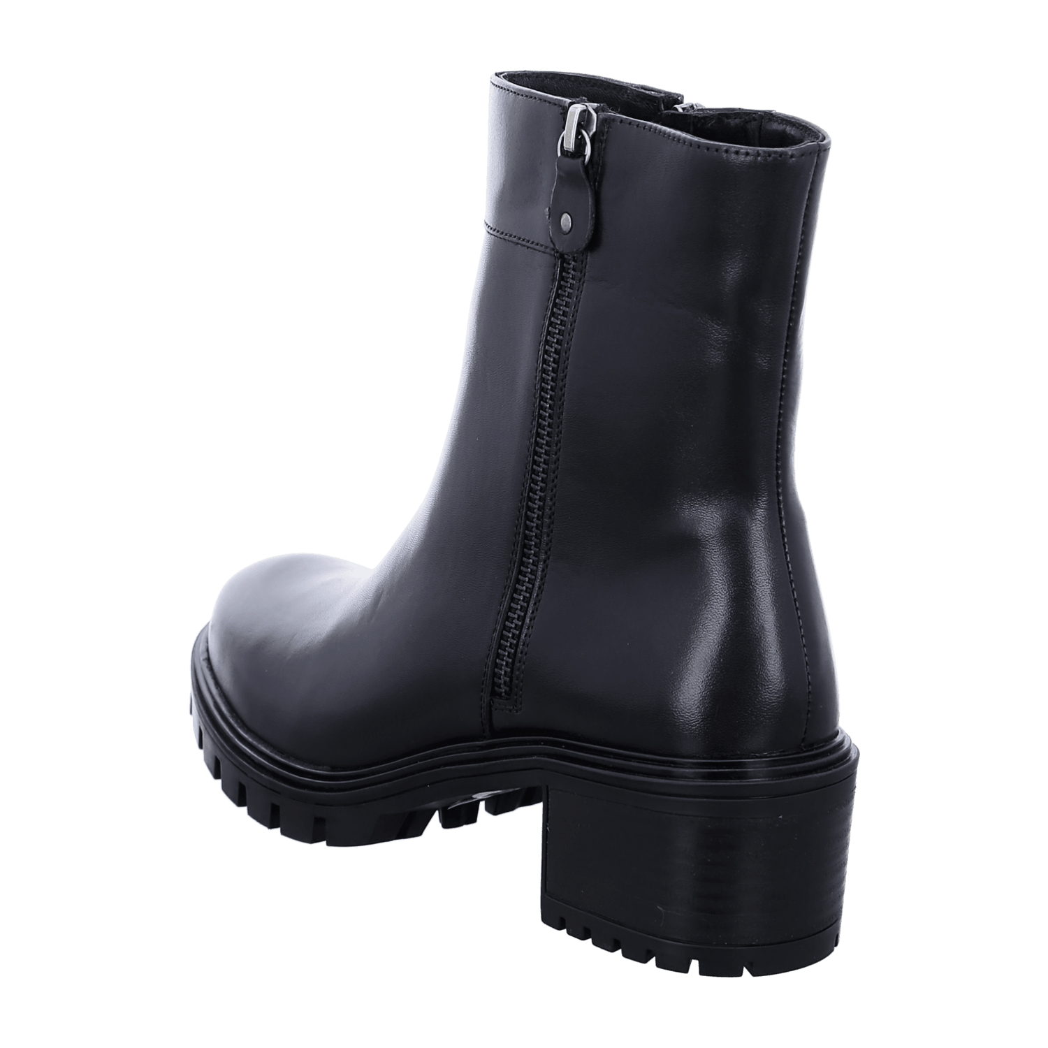 ARA DENVER Women's Ankle Boot in Black Smooth Leather with Zip Modern Style Round Toe