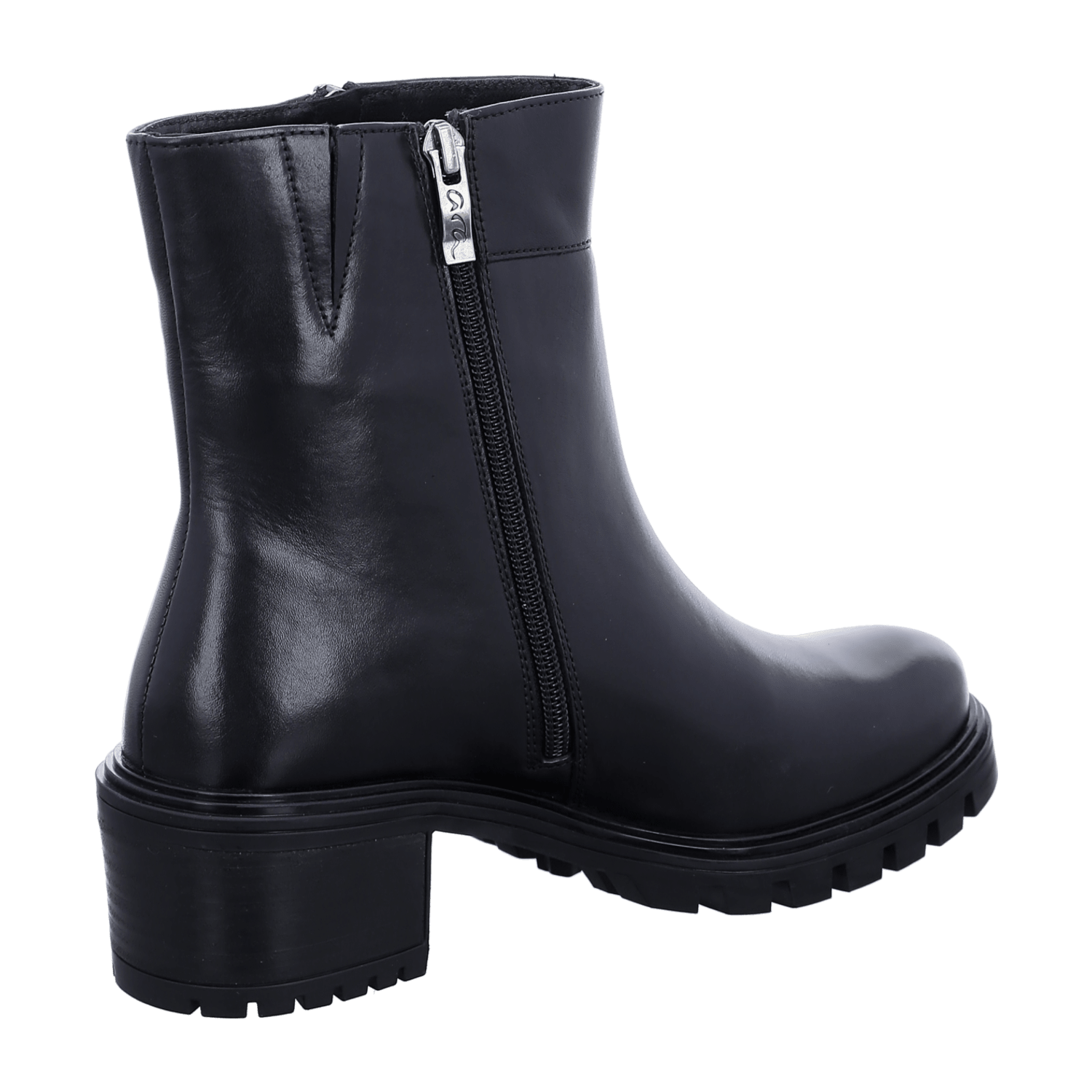 ARA DENVER Women's Ankle Boot in Black Smooth Leather with Zip Modern Style Round Toe