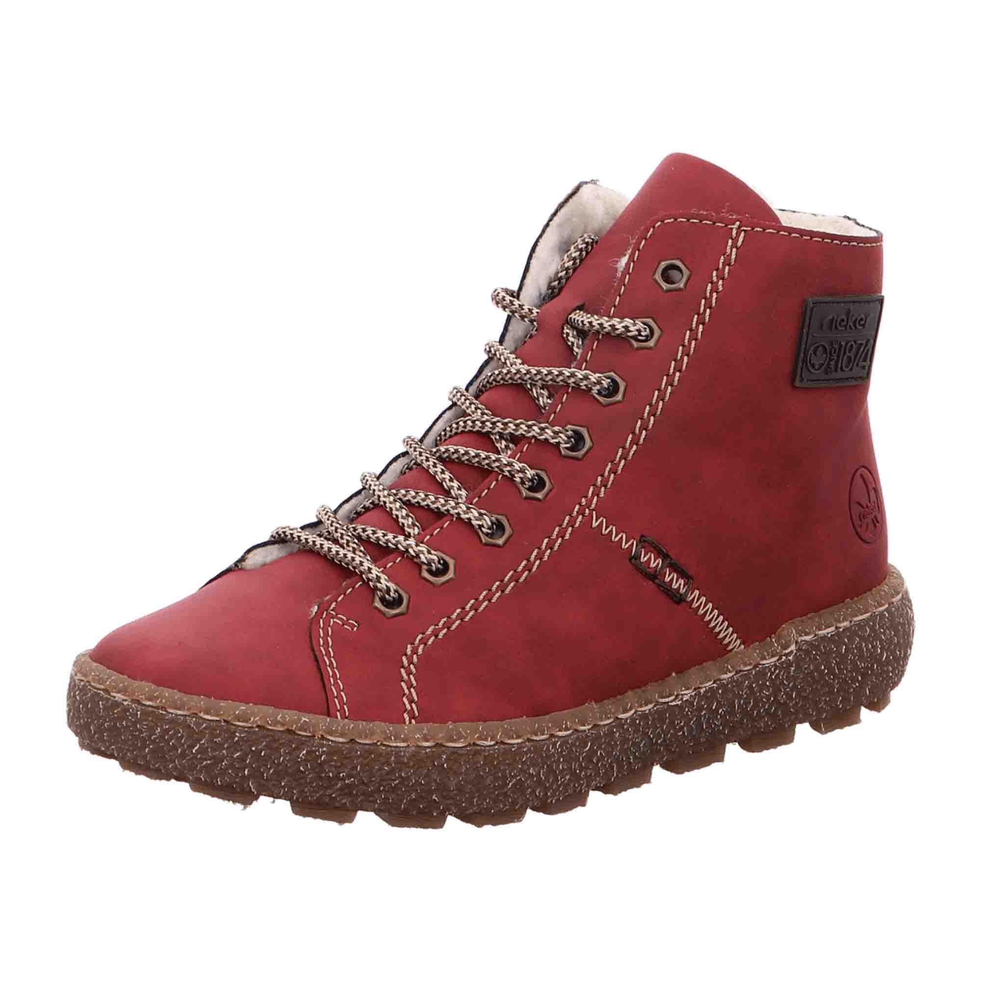 Rieker N1022-33 Red Women's Boots with Removable Insole and Warm Lining