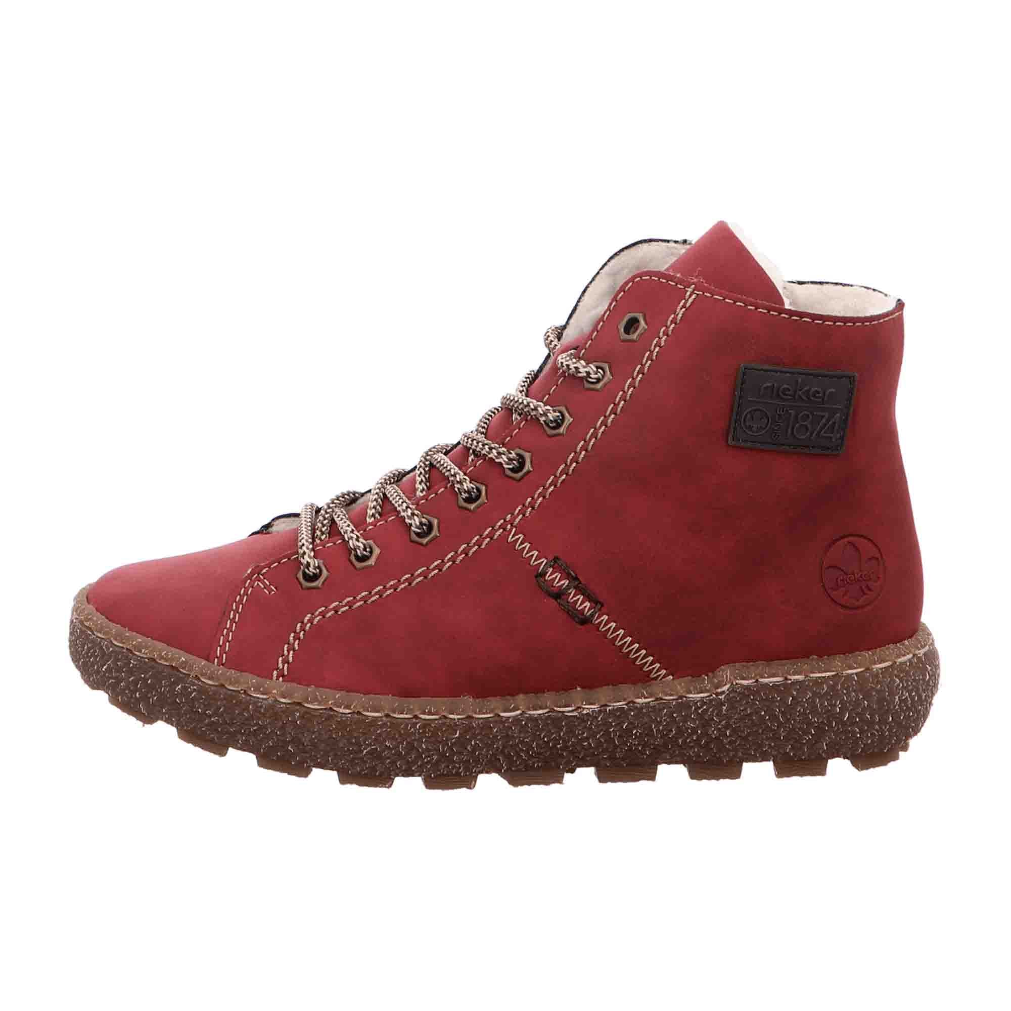 Rieker N1022-33 Red Women's Boots with Removable Insole and Warm Lining