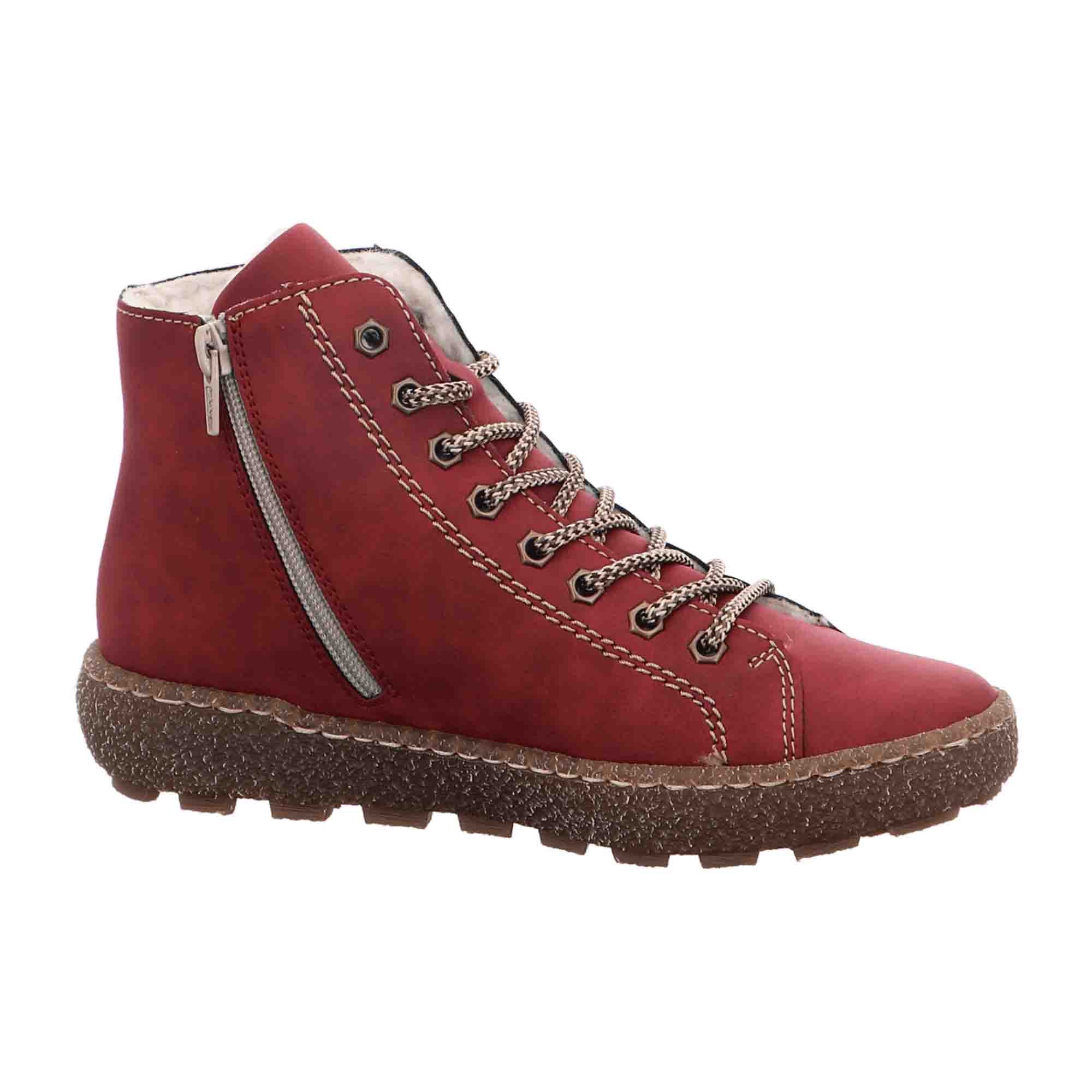 Rieker N1022-33 Red Women's Boots with Removable Insole and Warm Lining