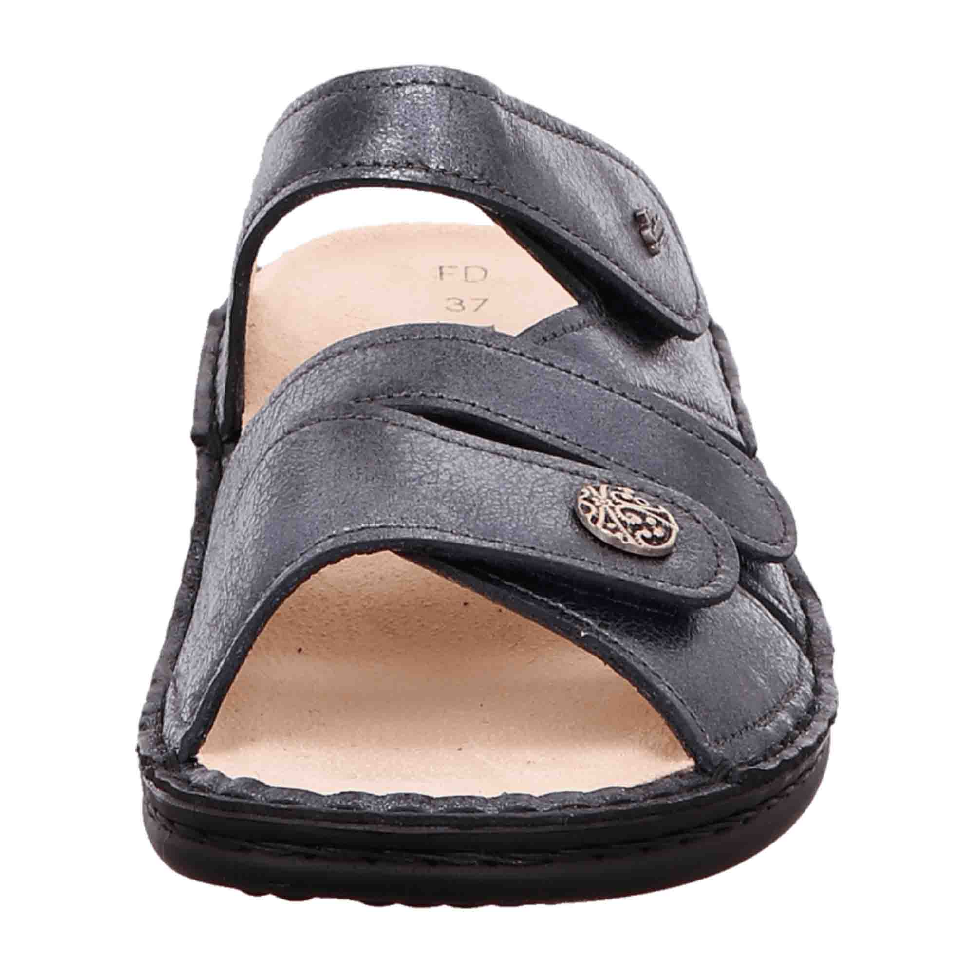 Finn Comfort Ventura-Soft Women's Slide Sandals - Jeans Blue - Comfortable Leather Slip-ons with Customizable Insole Options