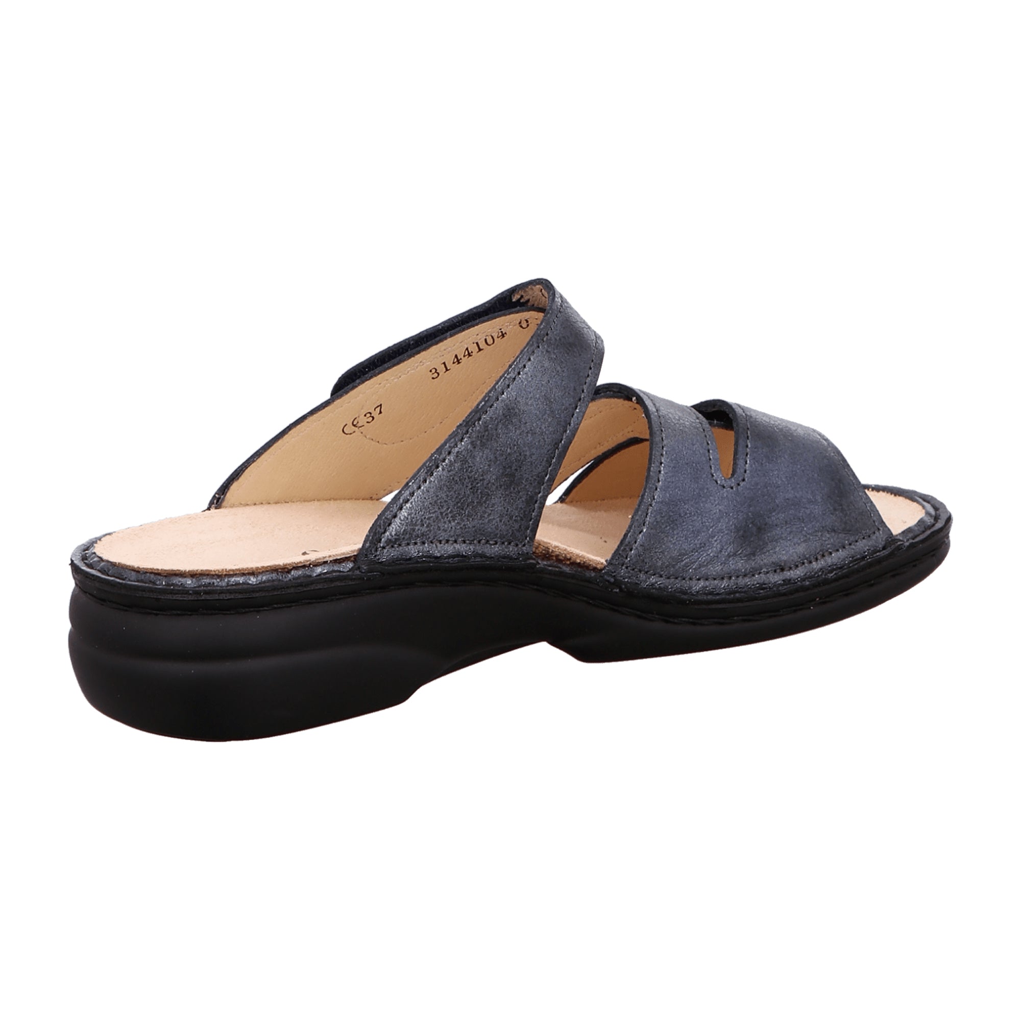 Finn Comfort Ventura-Soft Women's Slide Sandals - Jeans Blue - Comfortable Leather Slip-ons with Customizable Insole Options