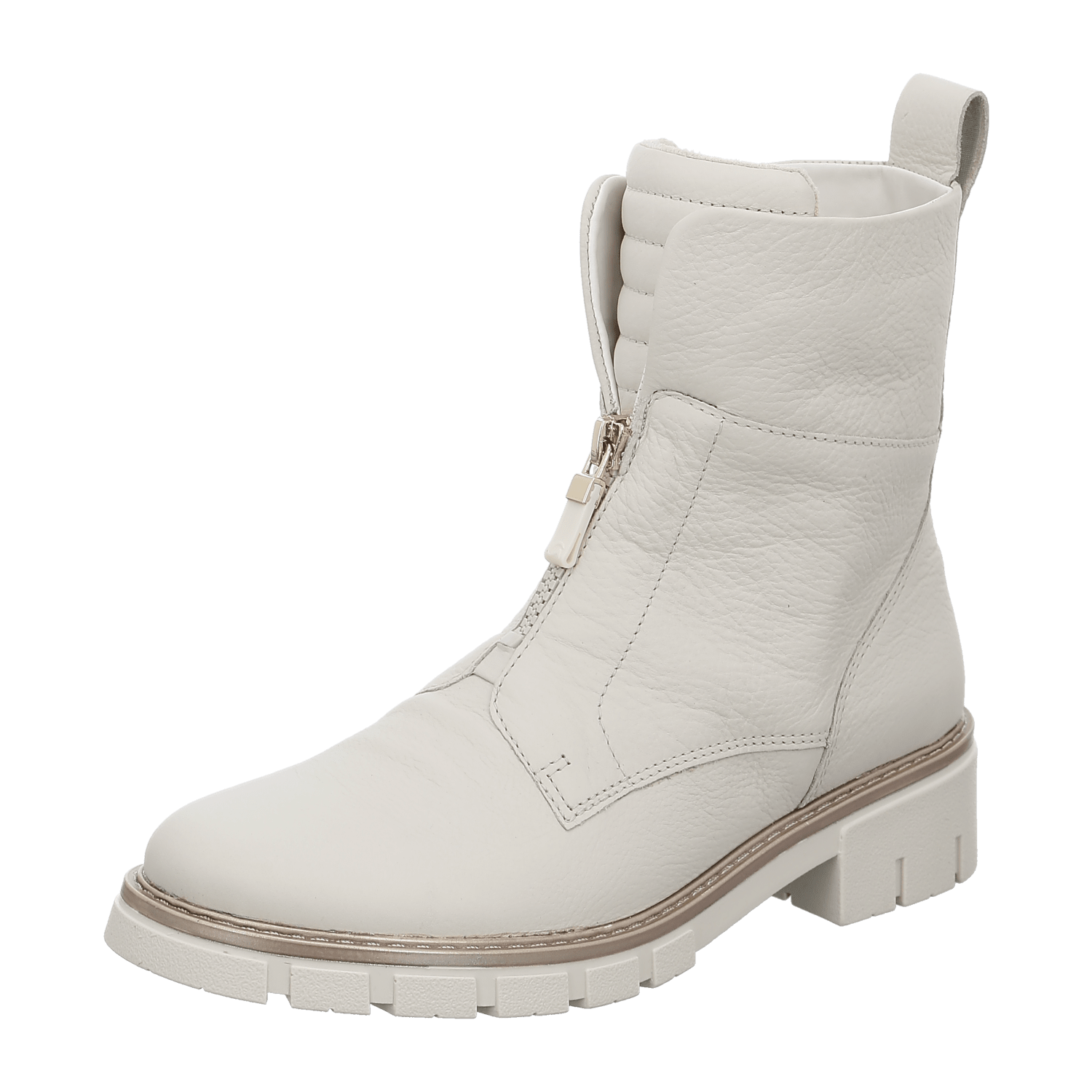 ARA DOVER Women's Ankle Boots in Beige Smooth Leather with Zipper and Round Toe - Modern Style