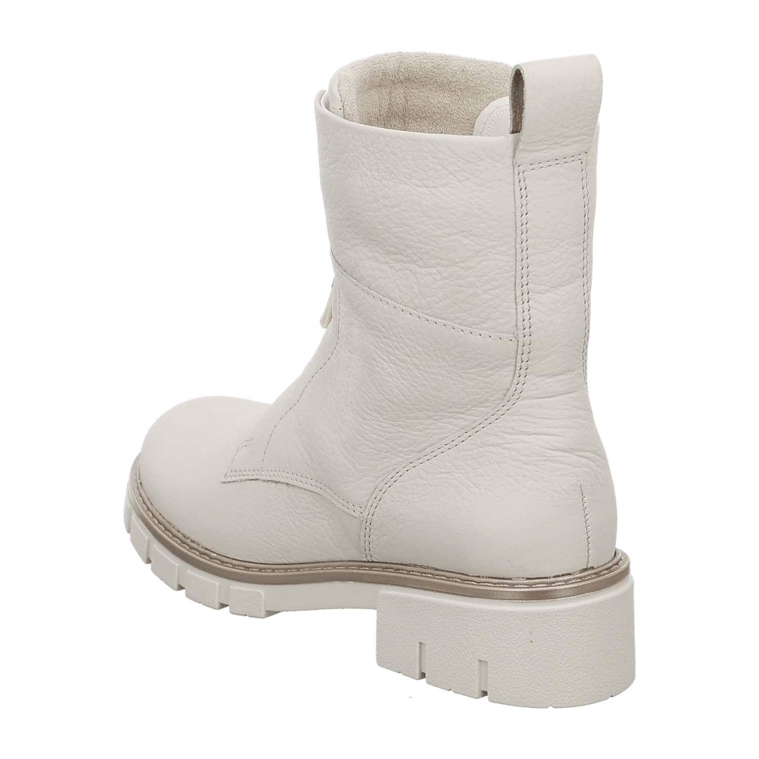 ARA DOVER Women's Ankle Boots in Beige Smooth Leather with Zipper and Round Toe - Modern Style