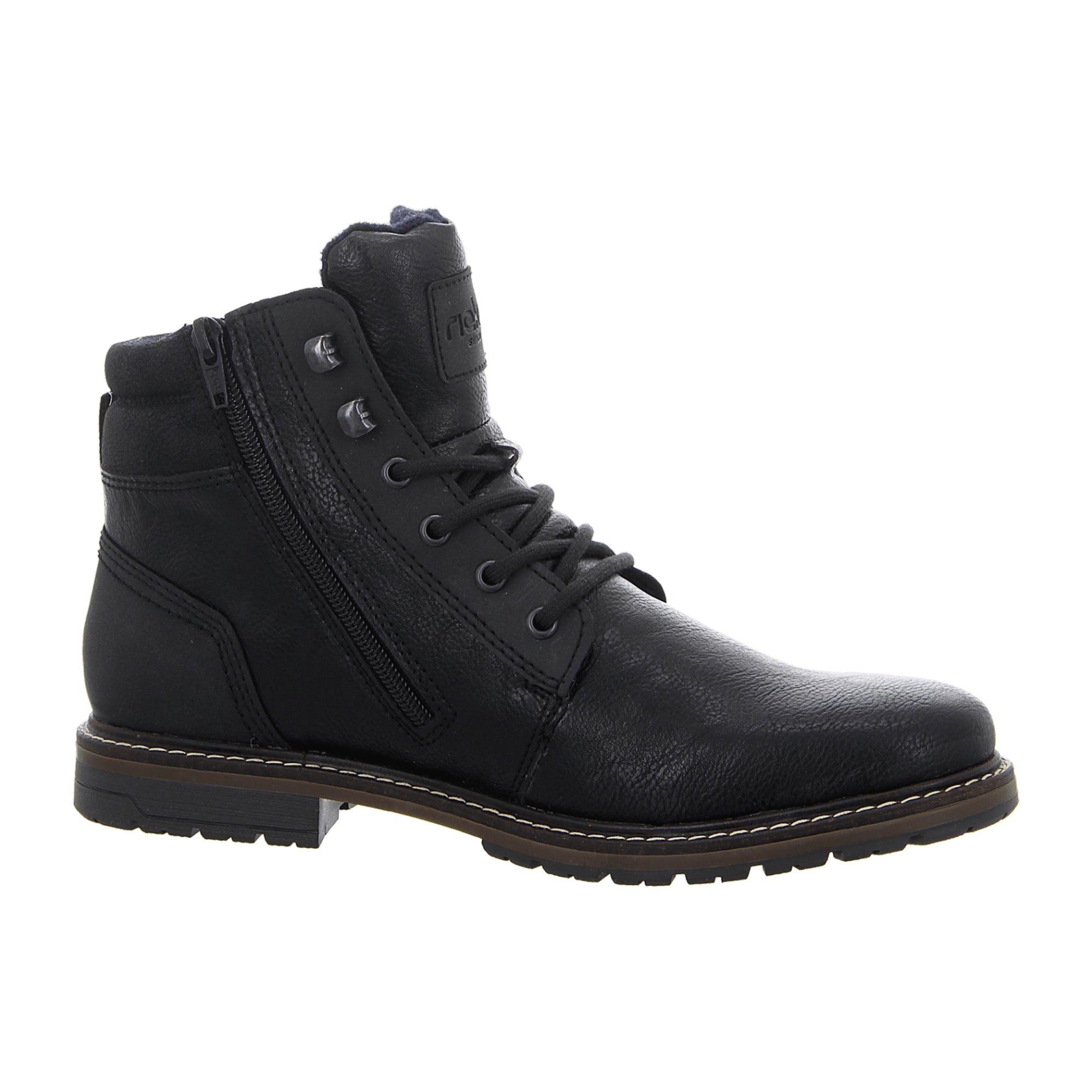 Rieker HWK Men's Black Boots with Removable Insole and Lace-Up Closure