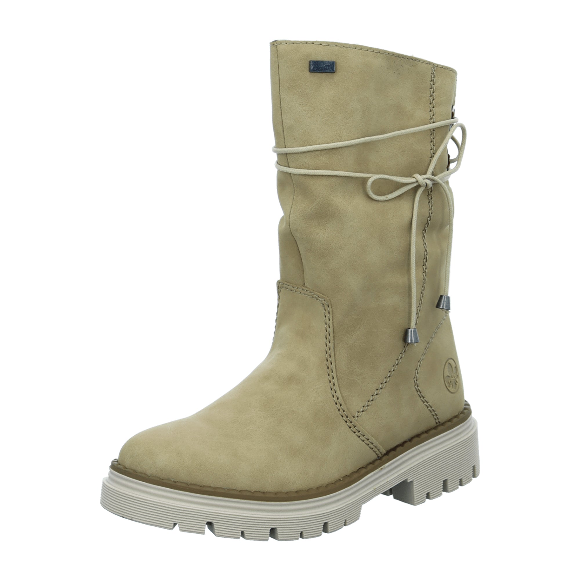 Rieker Beige Women's Boots with Block Heel and Zip Closure