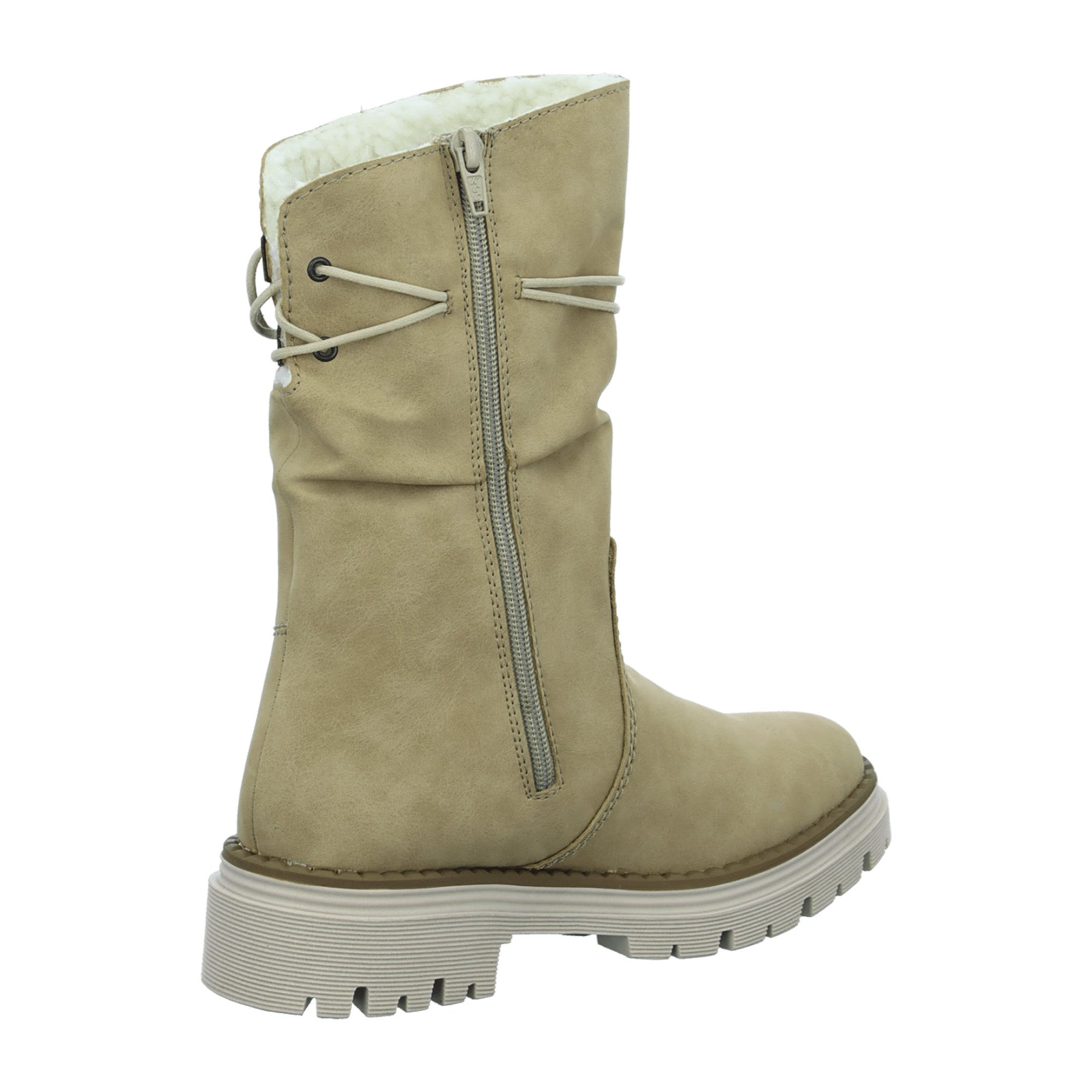 Rieker Beige Women's Boots with Block Heel and Zip Closure