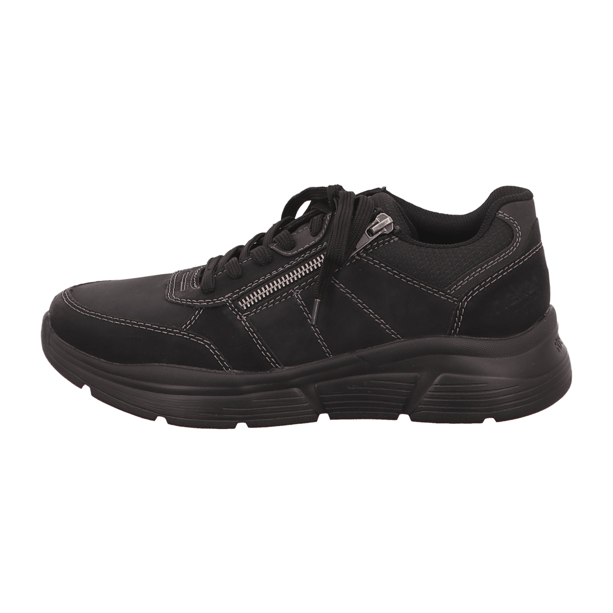 Rieker B5003-00 Men's Black Shoes with Removable Insole and Zip Closure