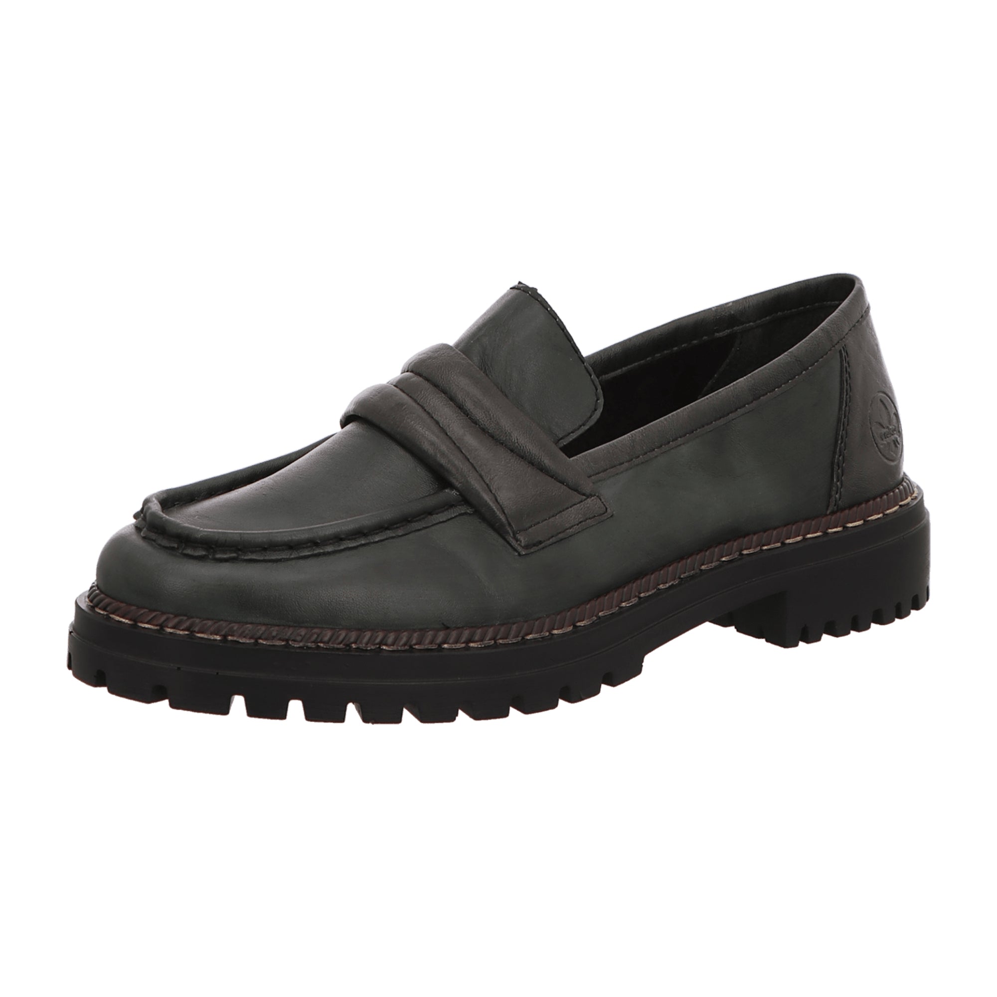 Rieker 52050 Green Women's Slip-On Shoes Leather Upper Removable Insole