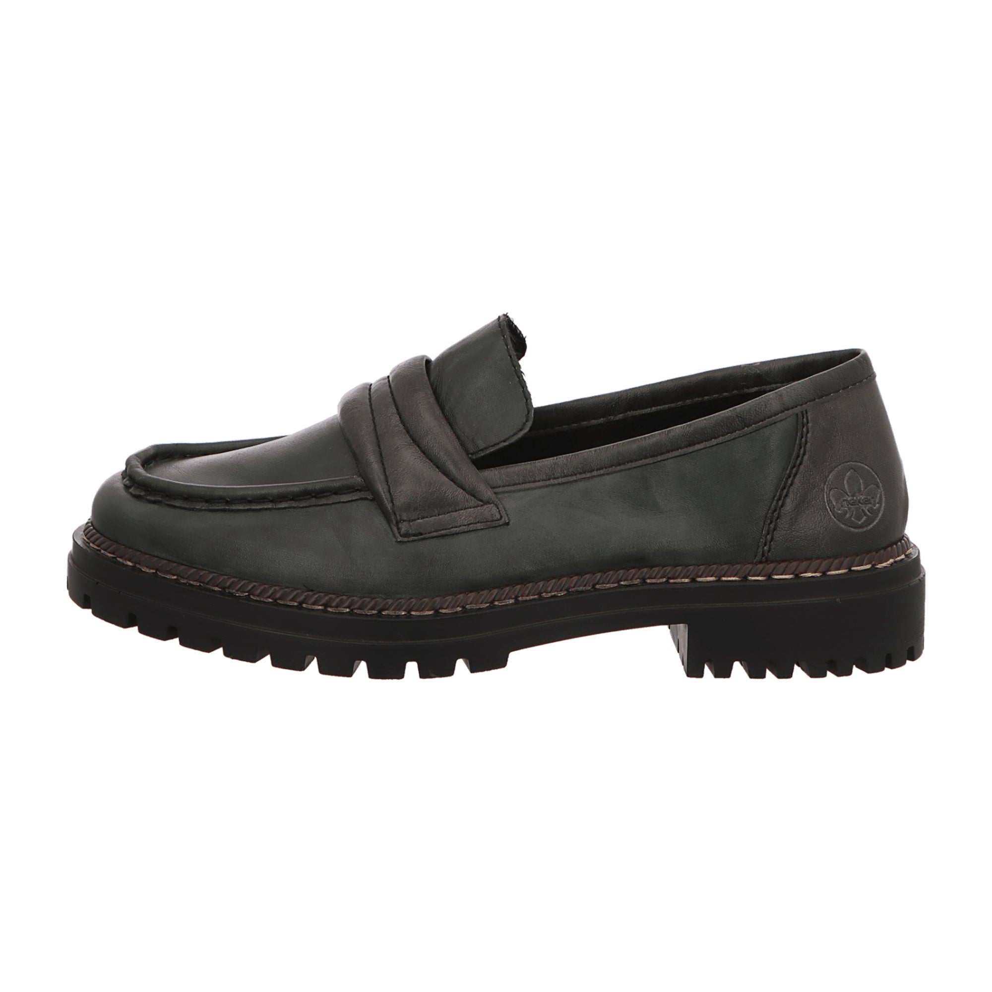 Rieker 52050 Green Women's Slip-On Shoes Leather Upper Removable Insole