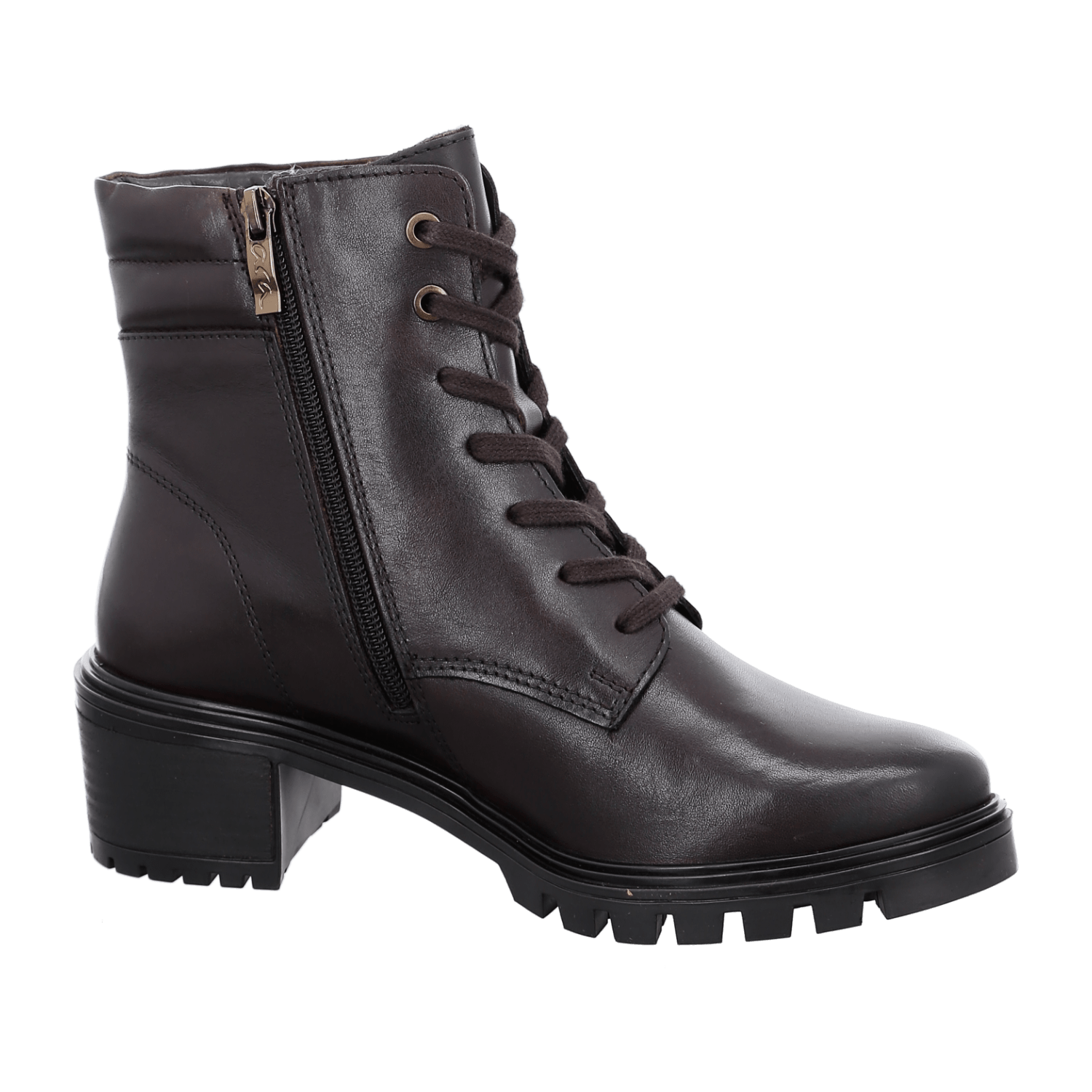 ARA DENVER ST Women's Ankle Boots in Brown Smooth Leather with Zipper and Round Toe