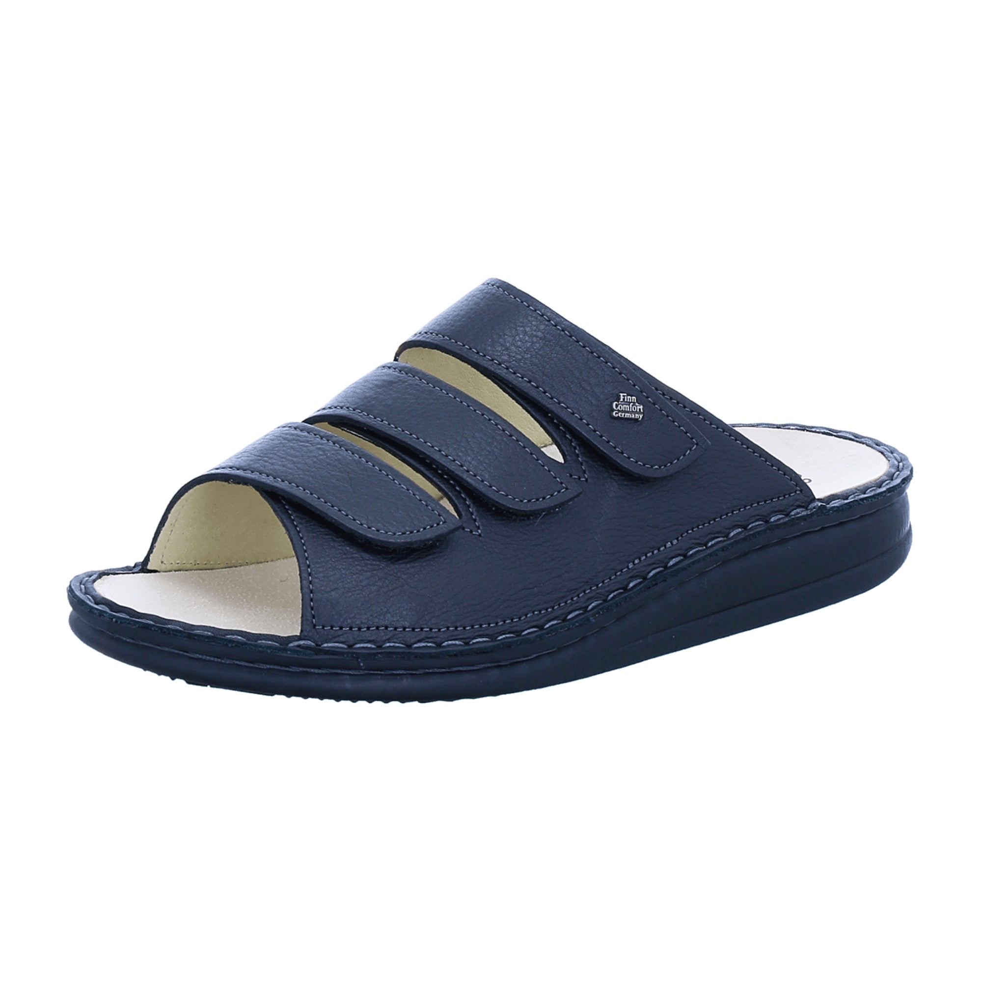 Finn Comfort Korfu Men's Sandals - Comfortable Leather Slides in Black with Adjustable Straps