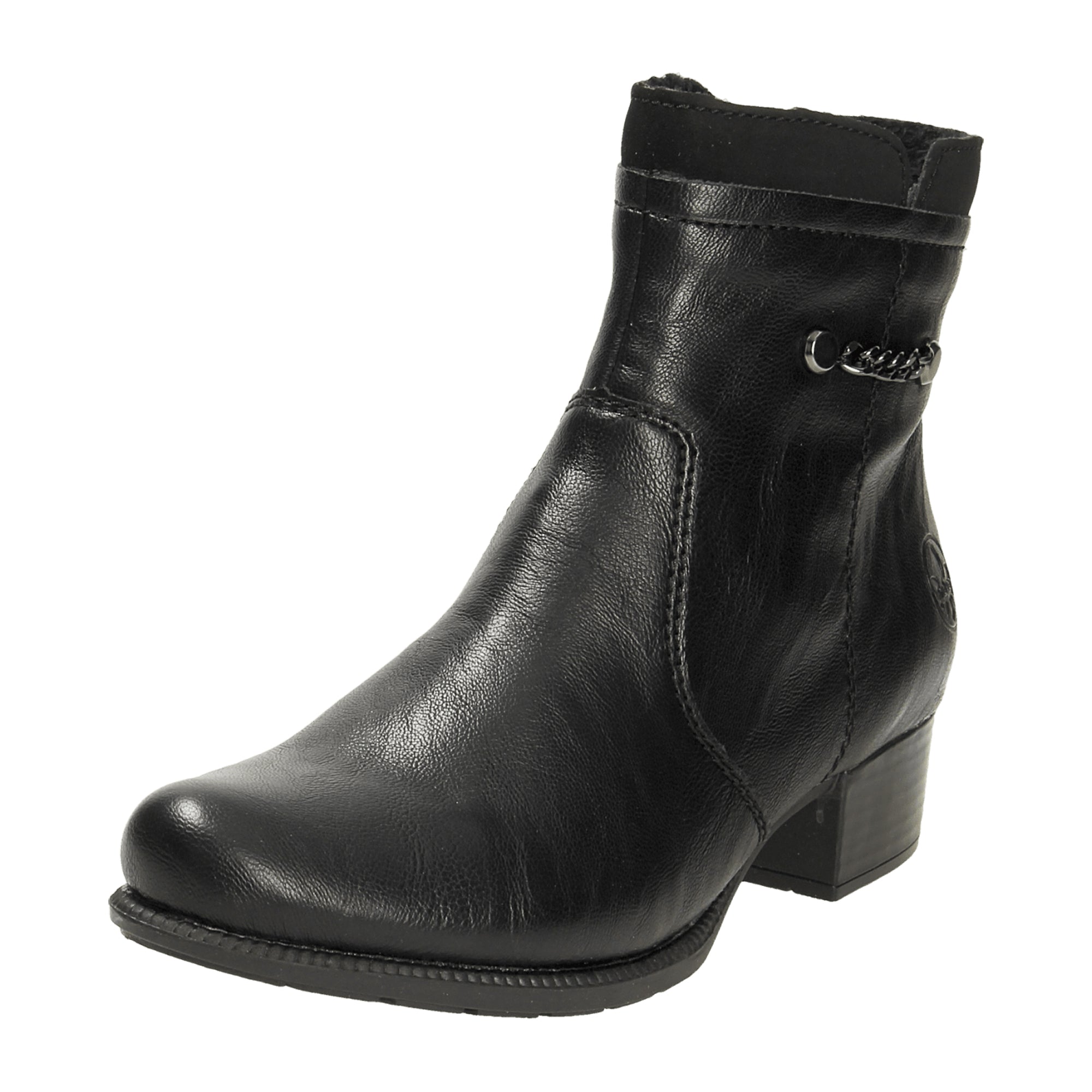 Rieker Black Women's Boots 78660-00 Faux Leather Textile Lining Winter