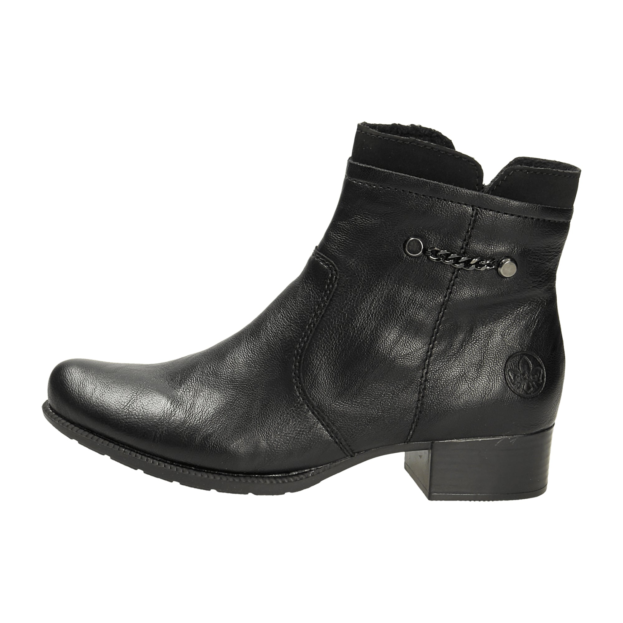 Rieker Black Women's Boots 78660-00 Faux Leather Textile Lining Winter