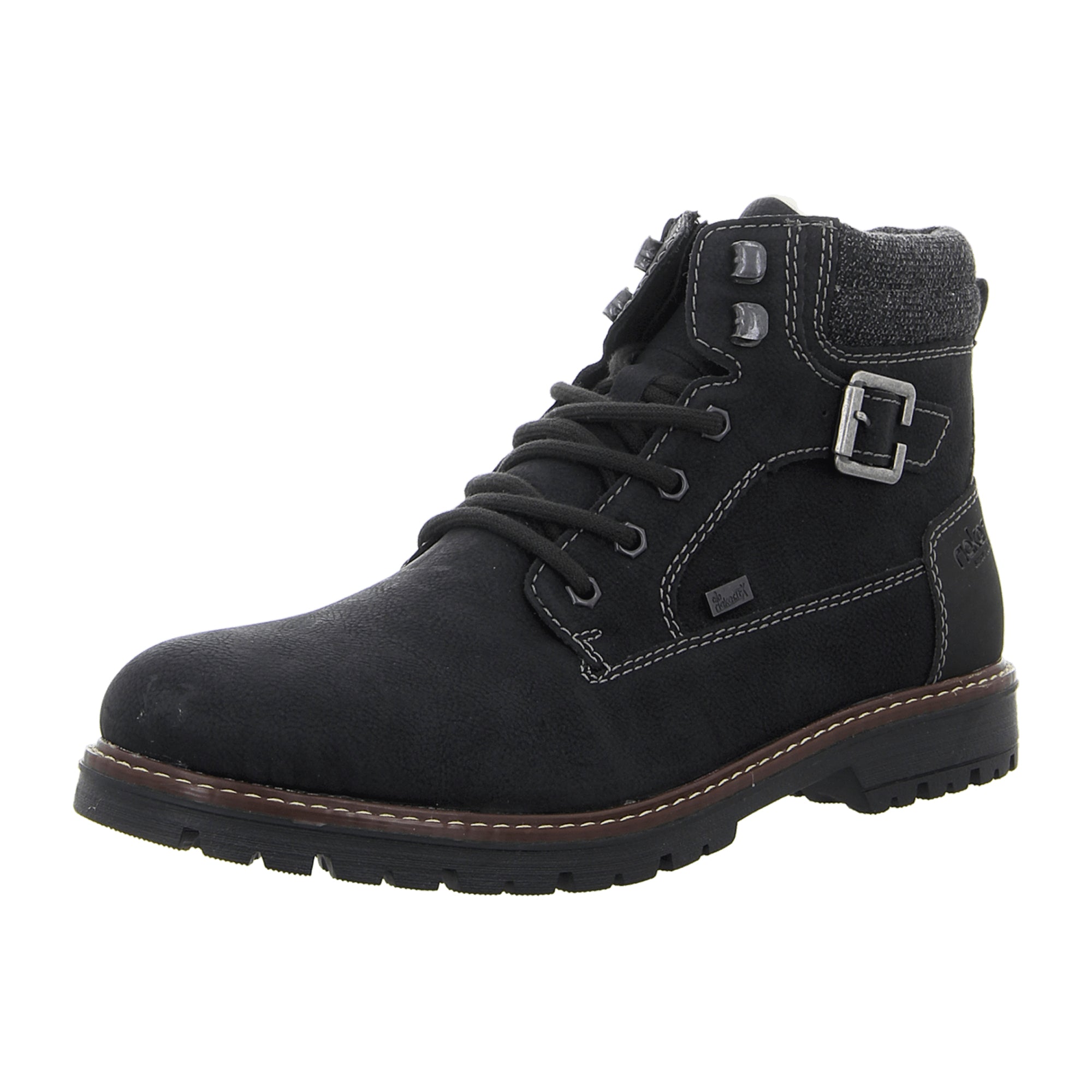 Rieker HWK Men's Black Boots with Lace-Up Closure for Fall and Winter