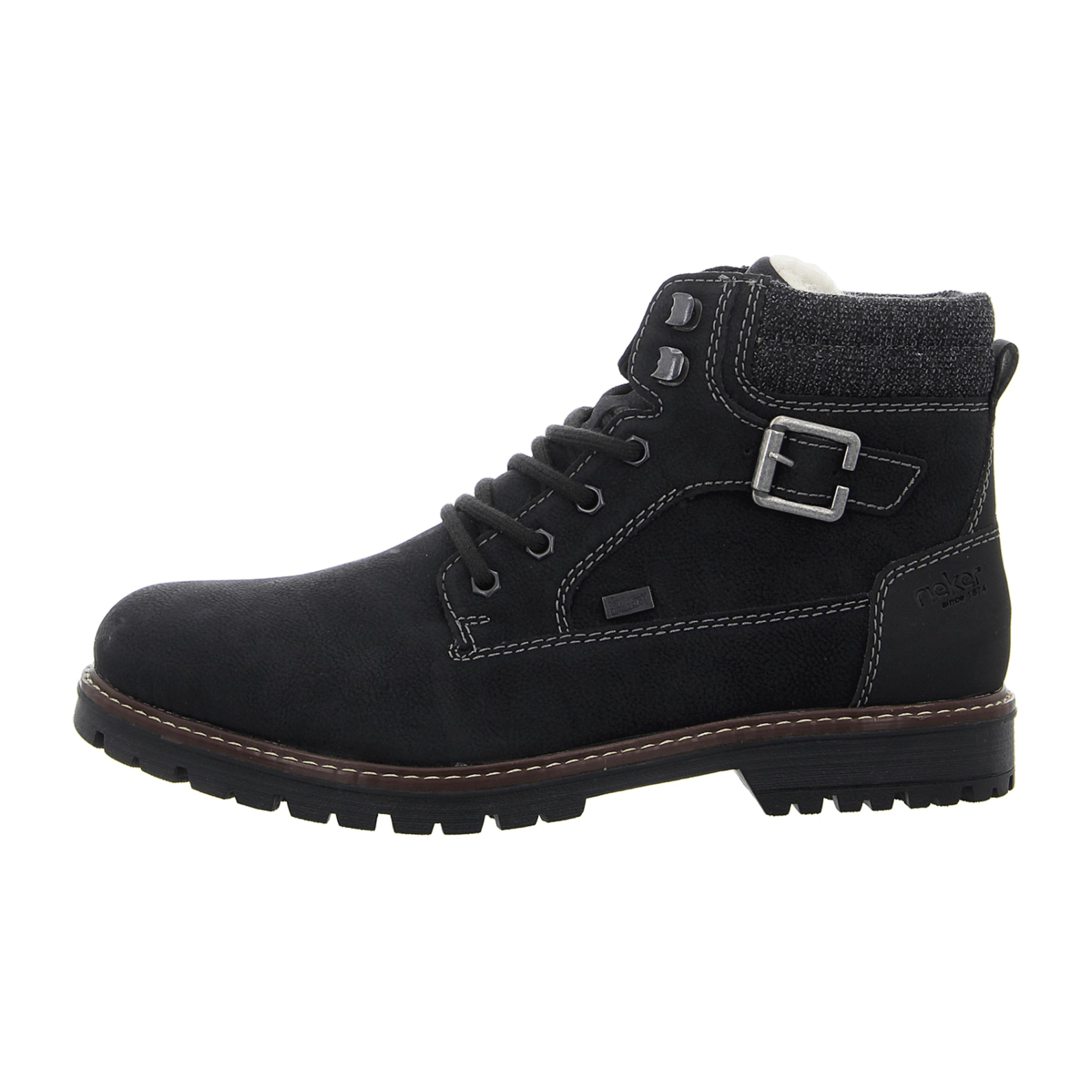 Rieker HWK Men's Black Boots with Lace-Up Closure for Fall and Winter