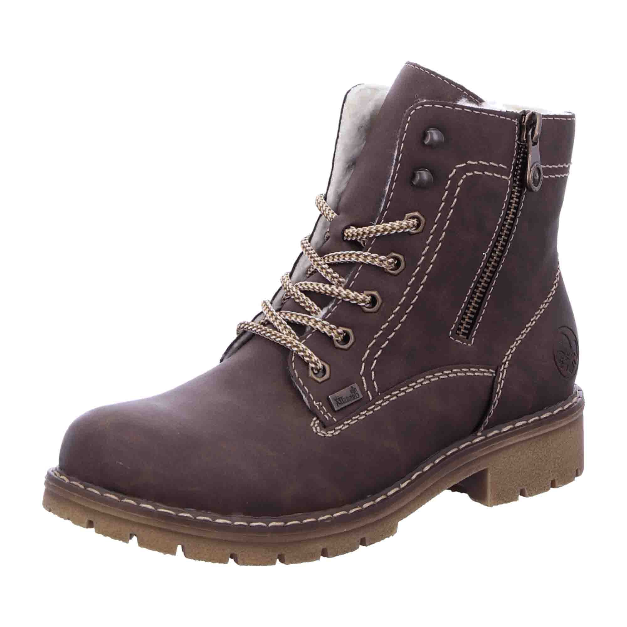 Rieker Y9134-25 Brown Women's Boots with Block Heel and Warm Lining