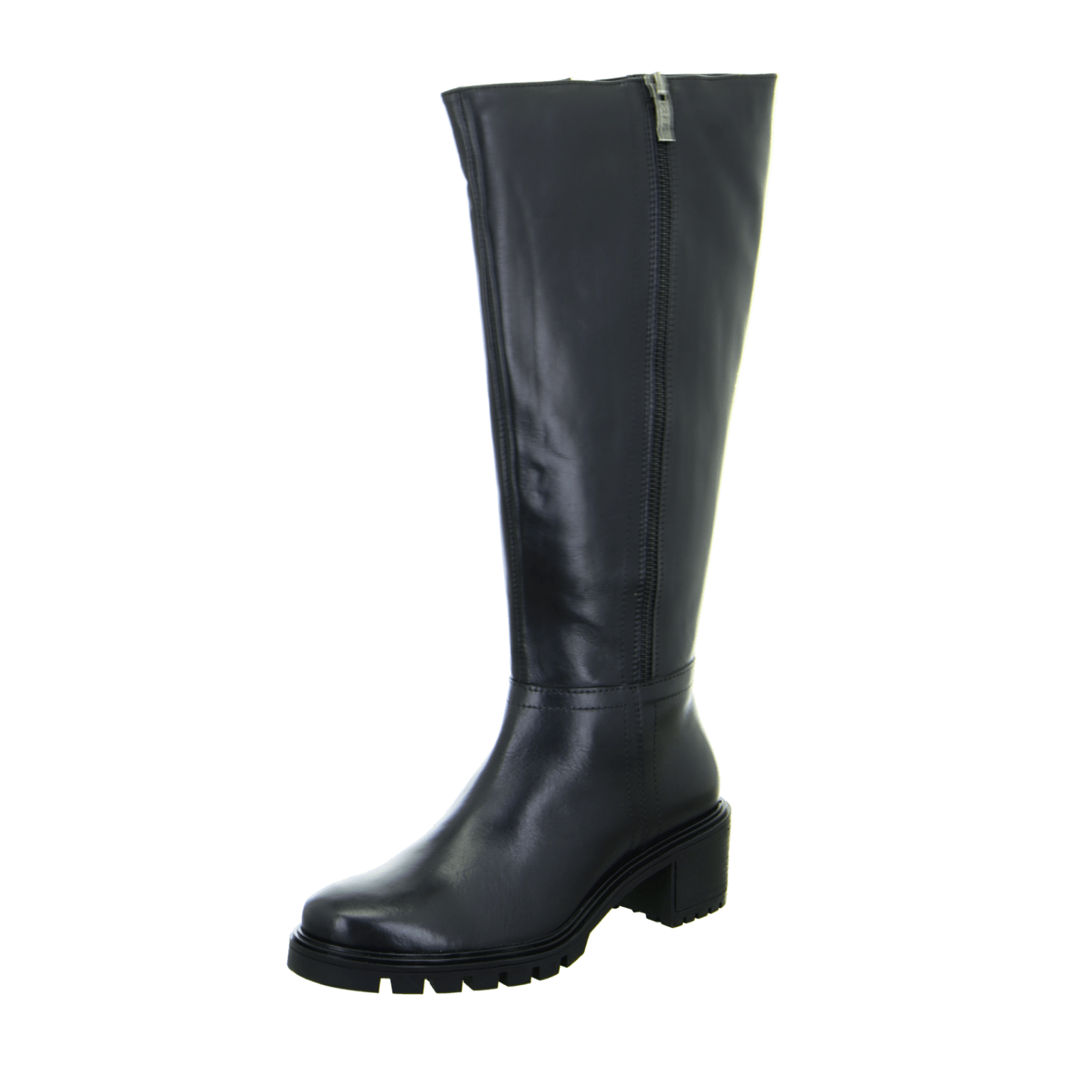 ARA Denver Women's Boots in Black Smooth Leather with Side Zipper and Round Toe