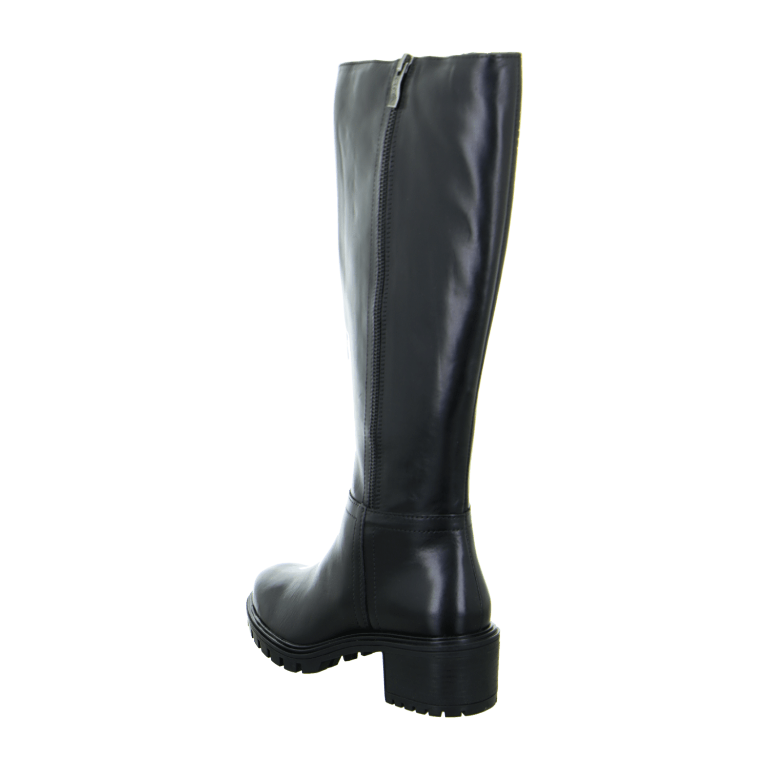 ARA Denver Women's Boots in Black Smooth Leather with Side Zipper and Round Toe