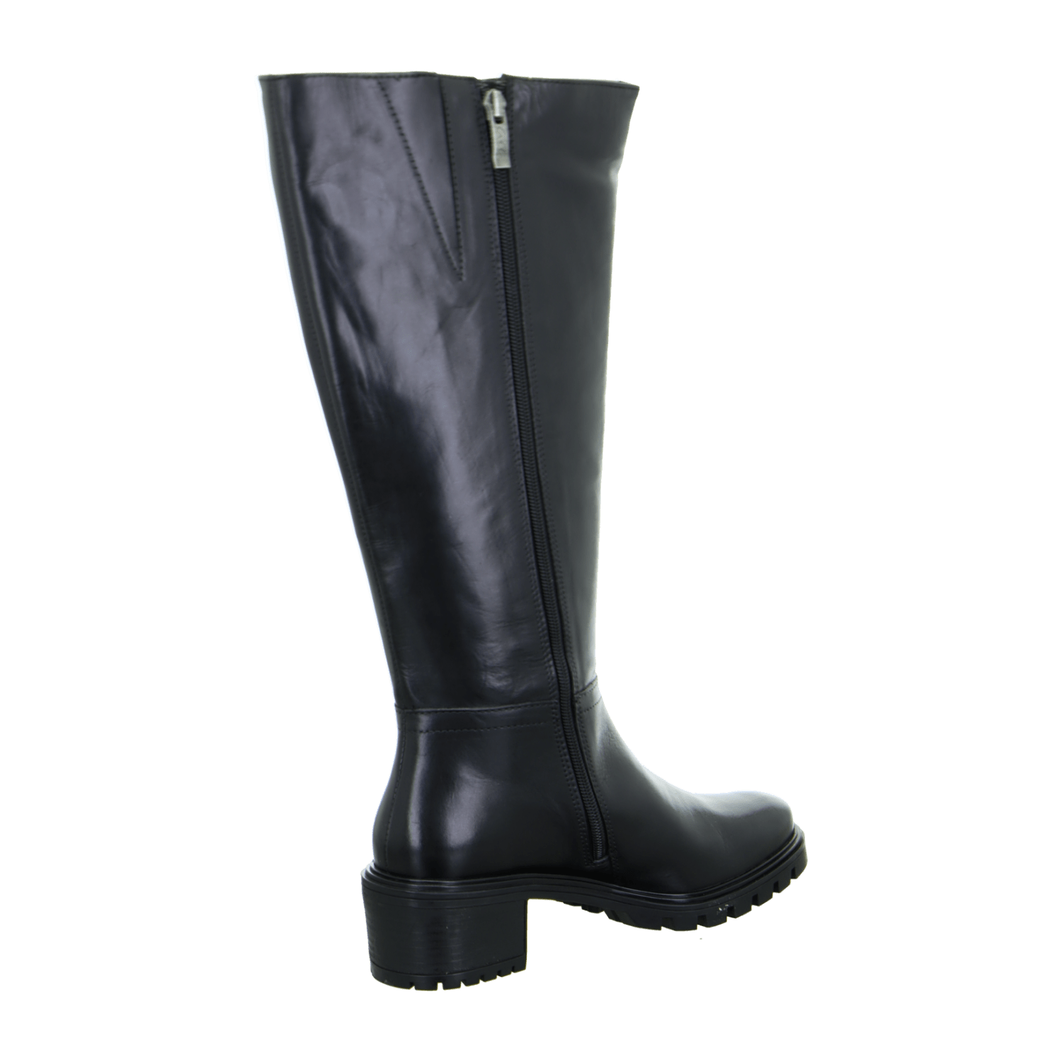 ARA Denver Women's Boots in Black Smooth Leather with Side Zipper and Round Toe