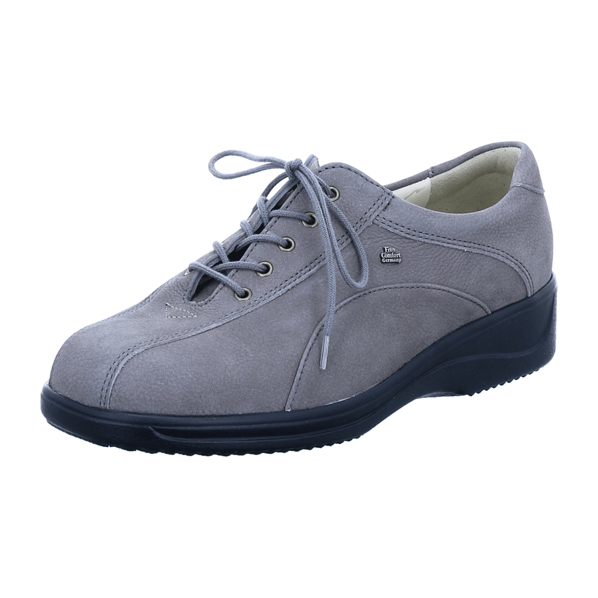 Finn Comfort Oviedo Grey Women's Lace-Up Shoes - Comfortable Leather Footwear with Removable Insole, Grey