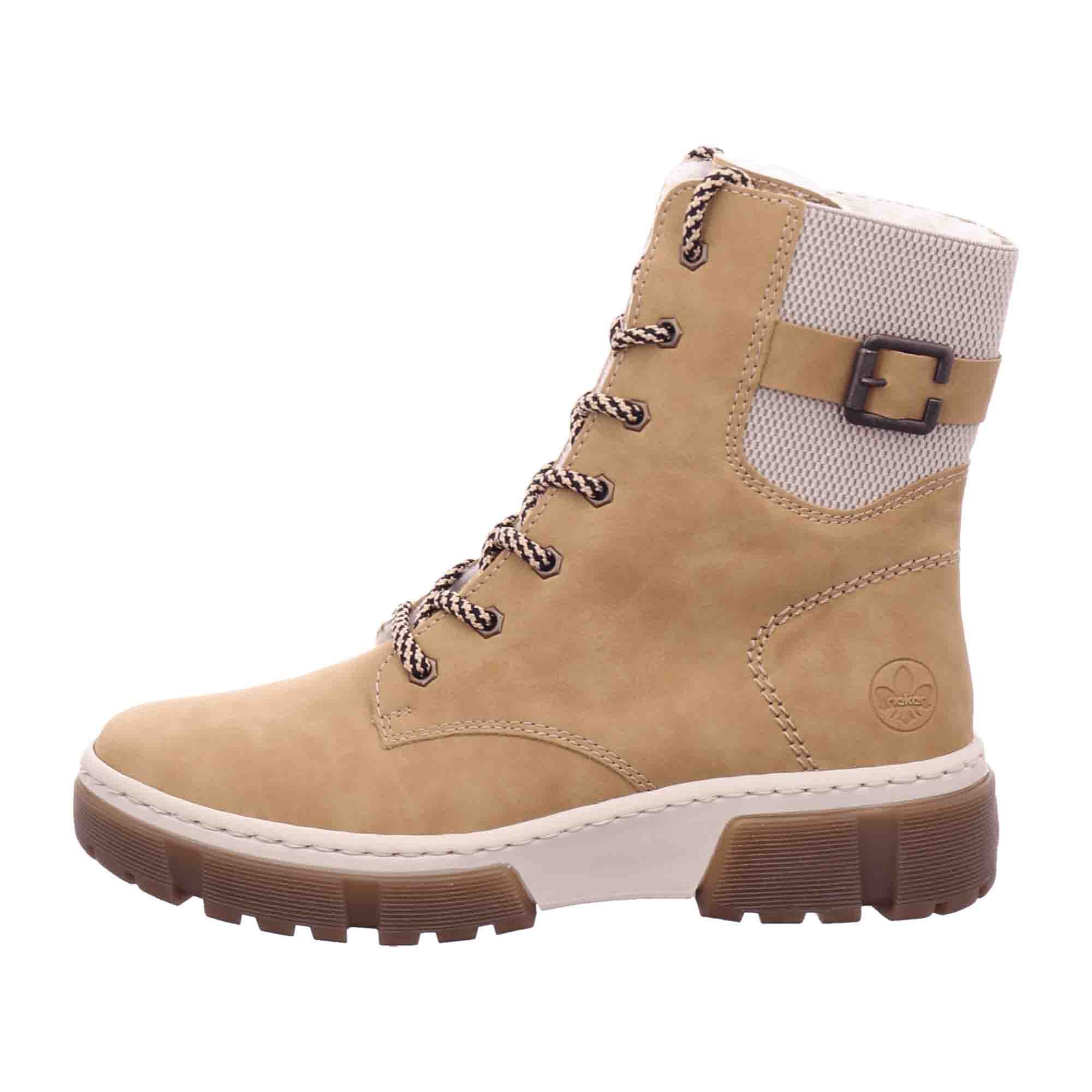 Rieker Beige Women's Shoes X8621-20 Faux Leather Lace-Up Fall Winter