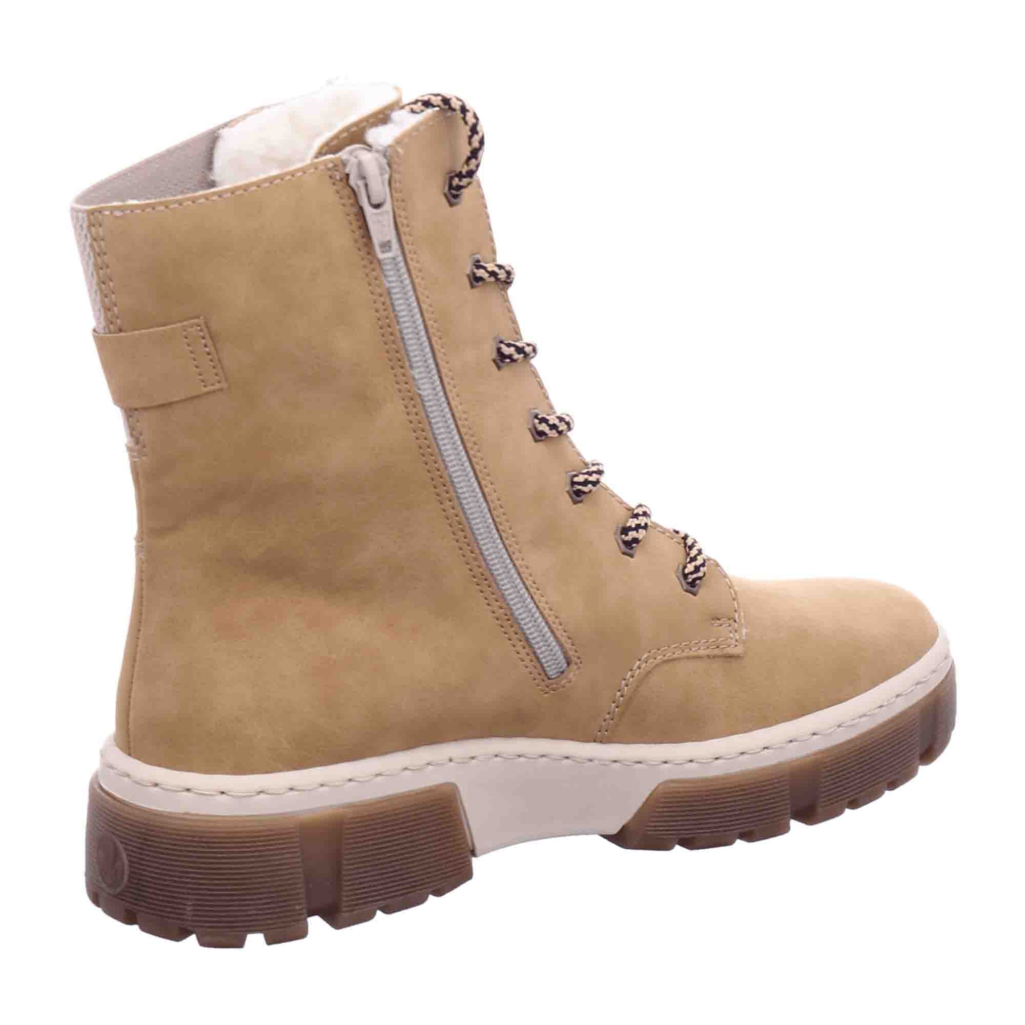 Rieker Beige Women's Shoes X8621-20 Faux Leather Lace-Up Fall Winter