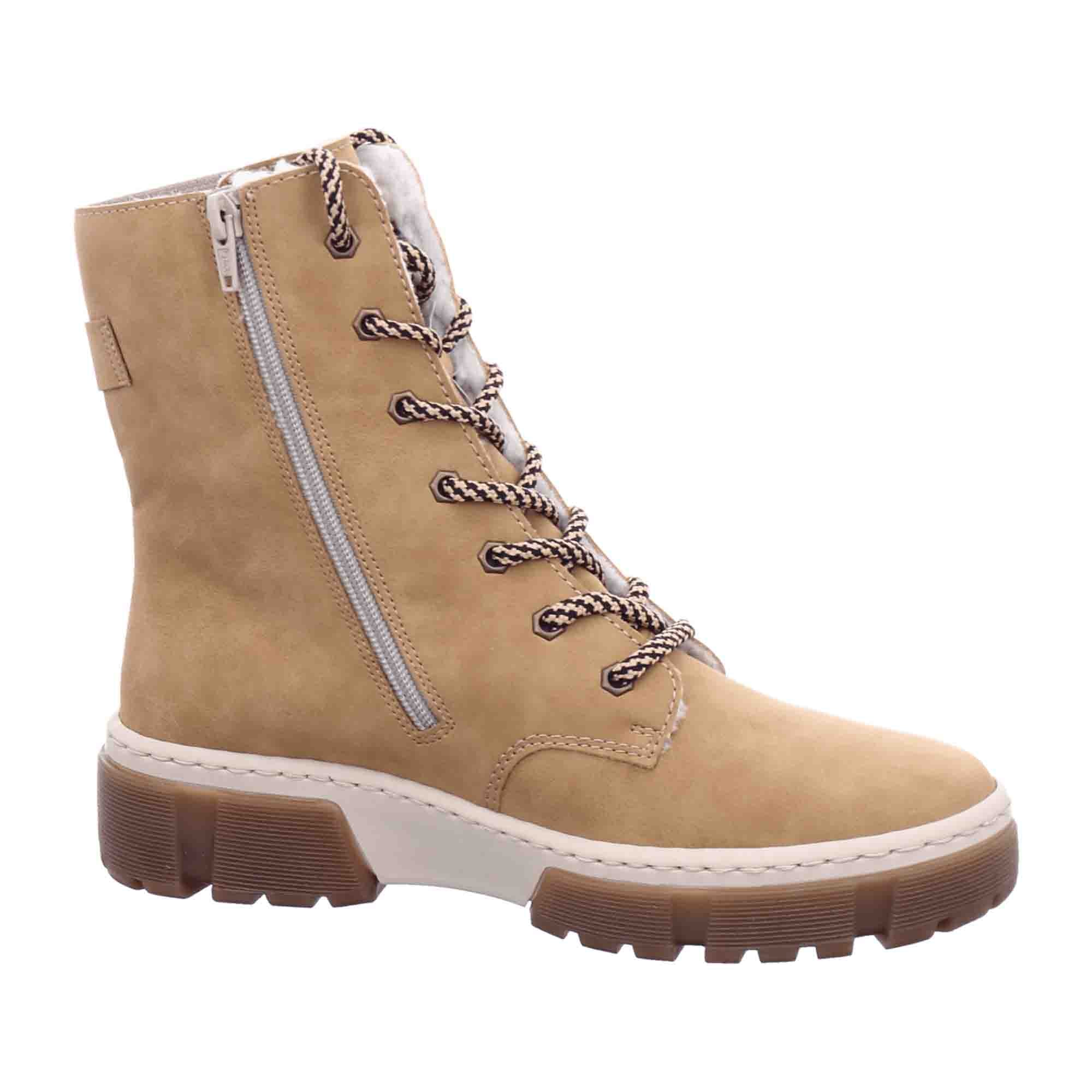 Rieker Beige Women's Shoes X8621-20 Faux Leather Lace-Up Fall Winter