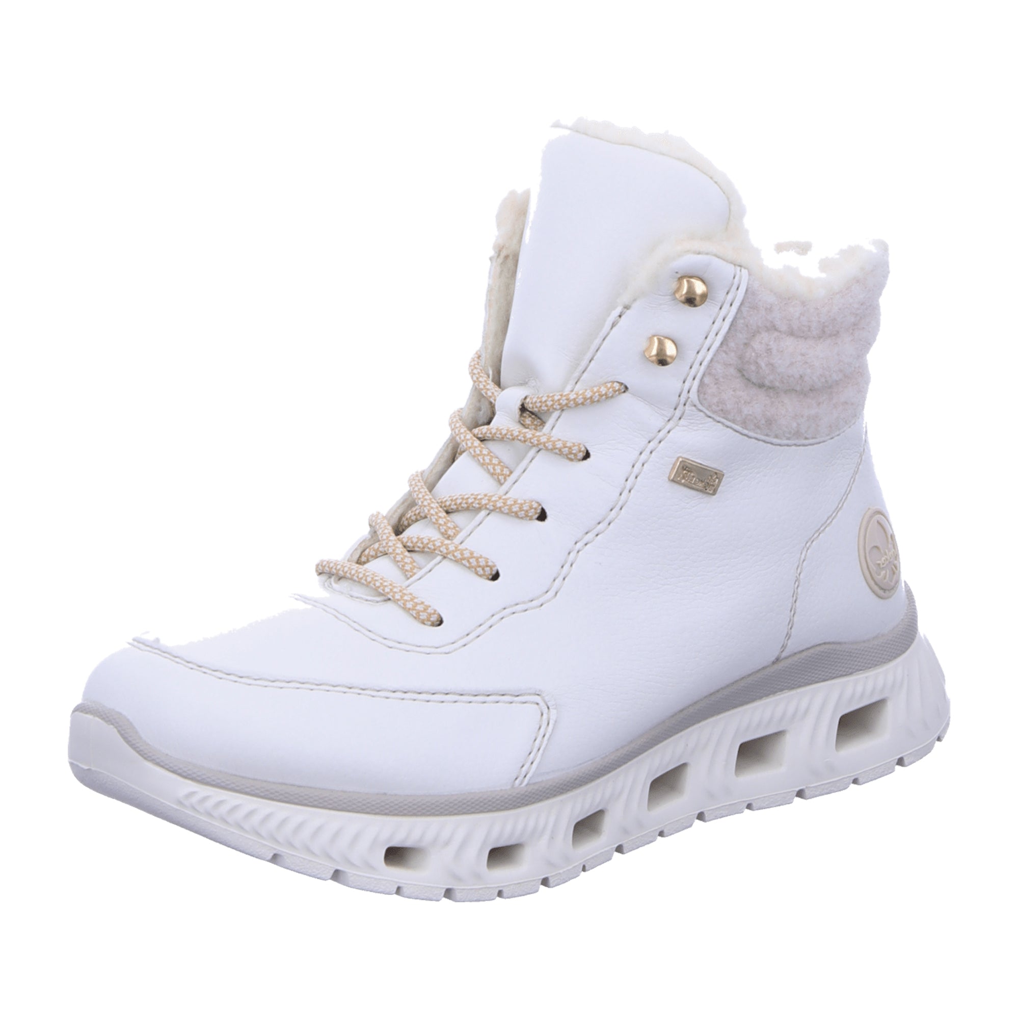 Rieker M601080 White Women's Shoes Synthetic Leather Textile Lining Winter