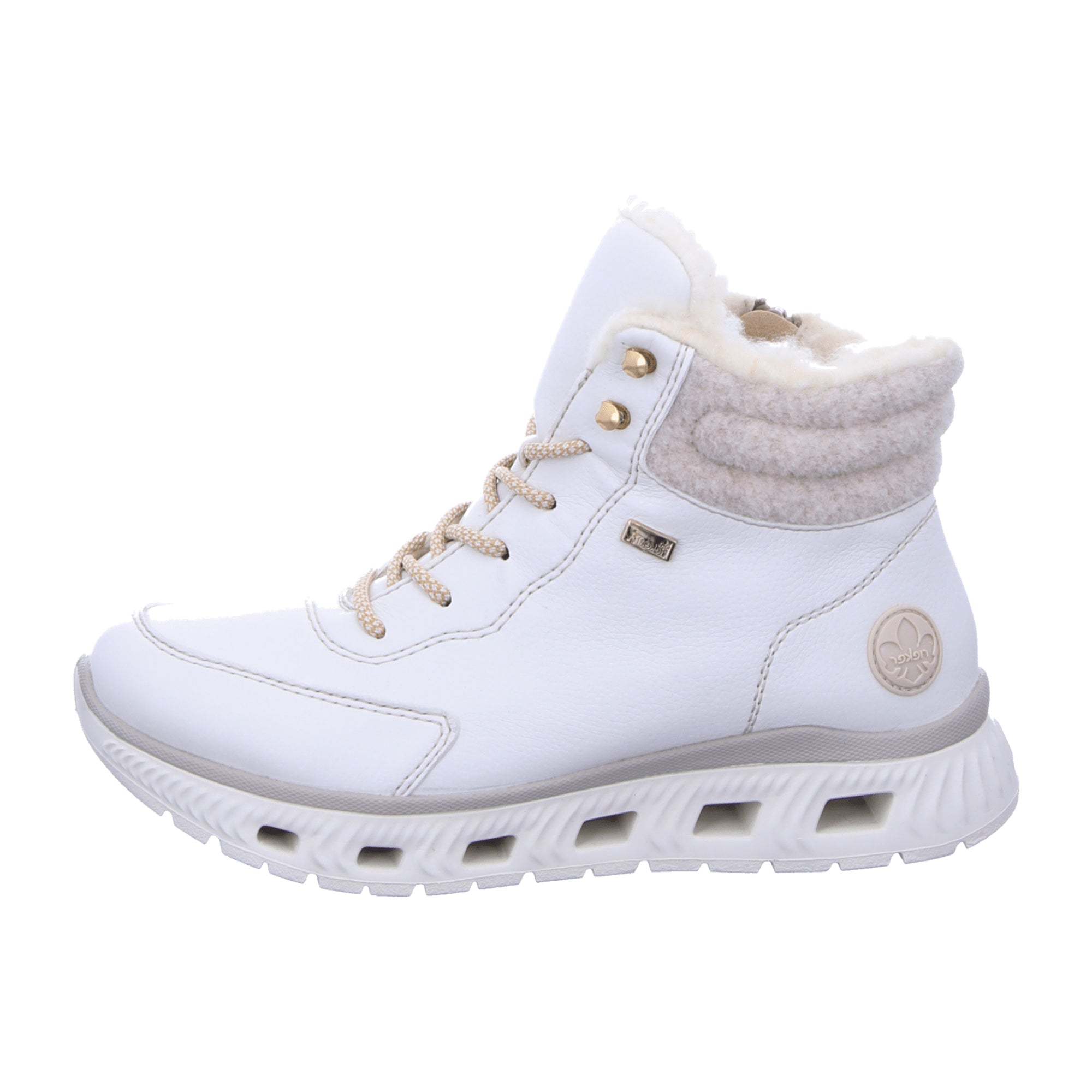 Rieker M601080 White Women's Shoes Synthetic Leather Textile Lining Winter