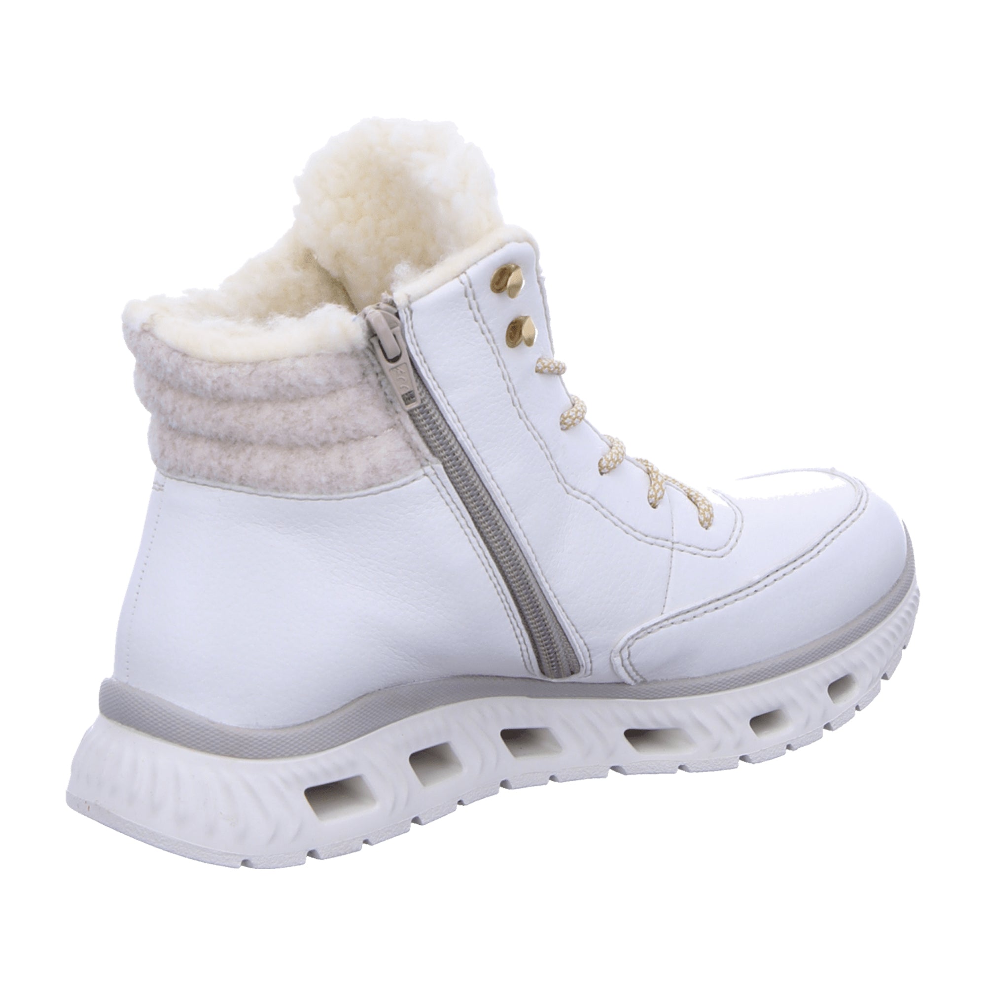 Rieker M601080 White Women's Shoes Synthetic Leather Textile Lining Winter