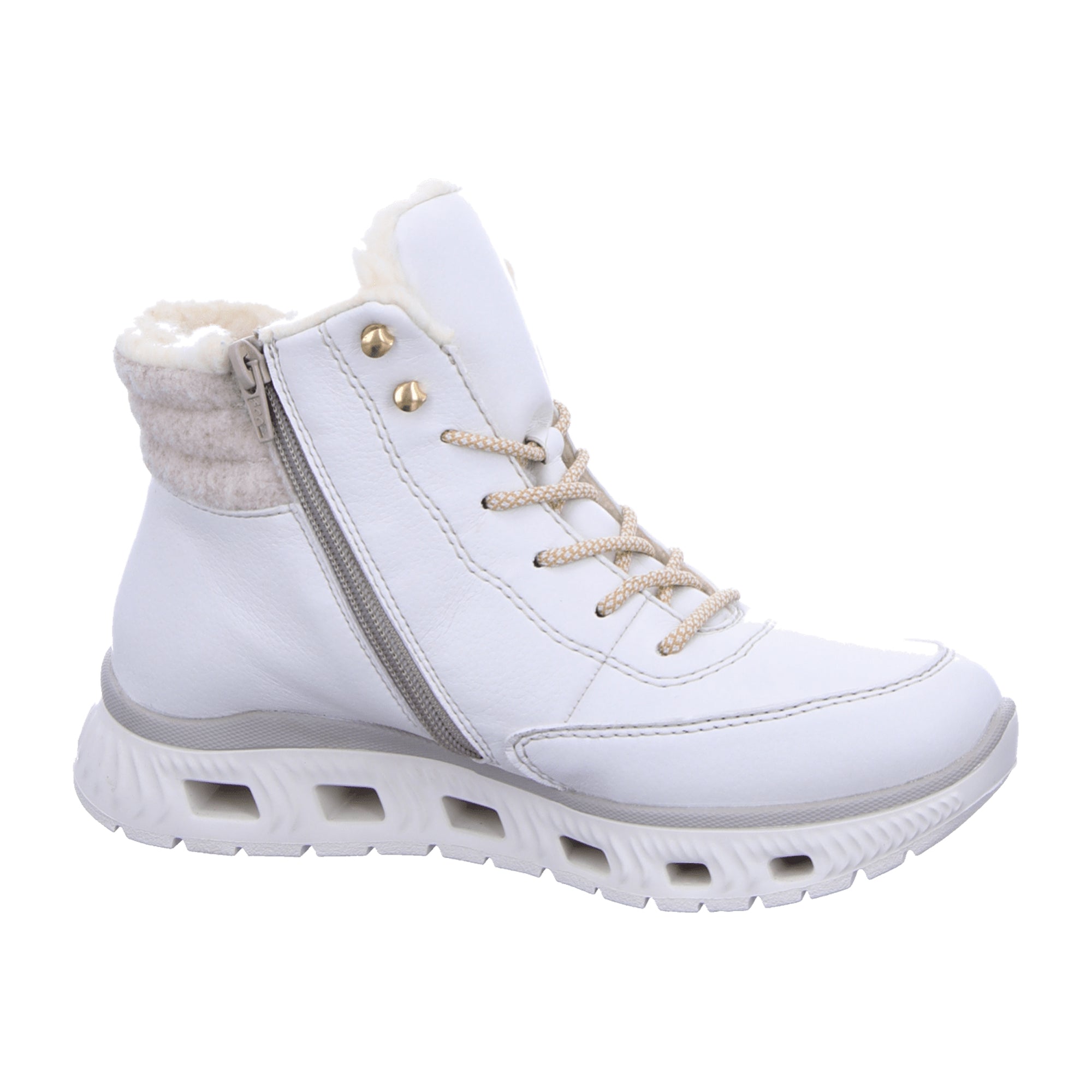 Rieker M601080 White Women's Shoes Synthetic Leather Textile Lining Winter