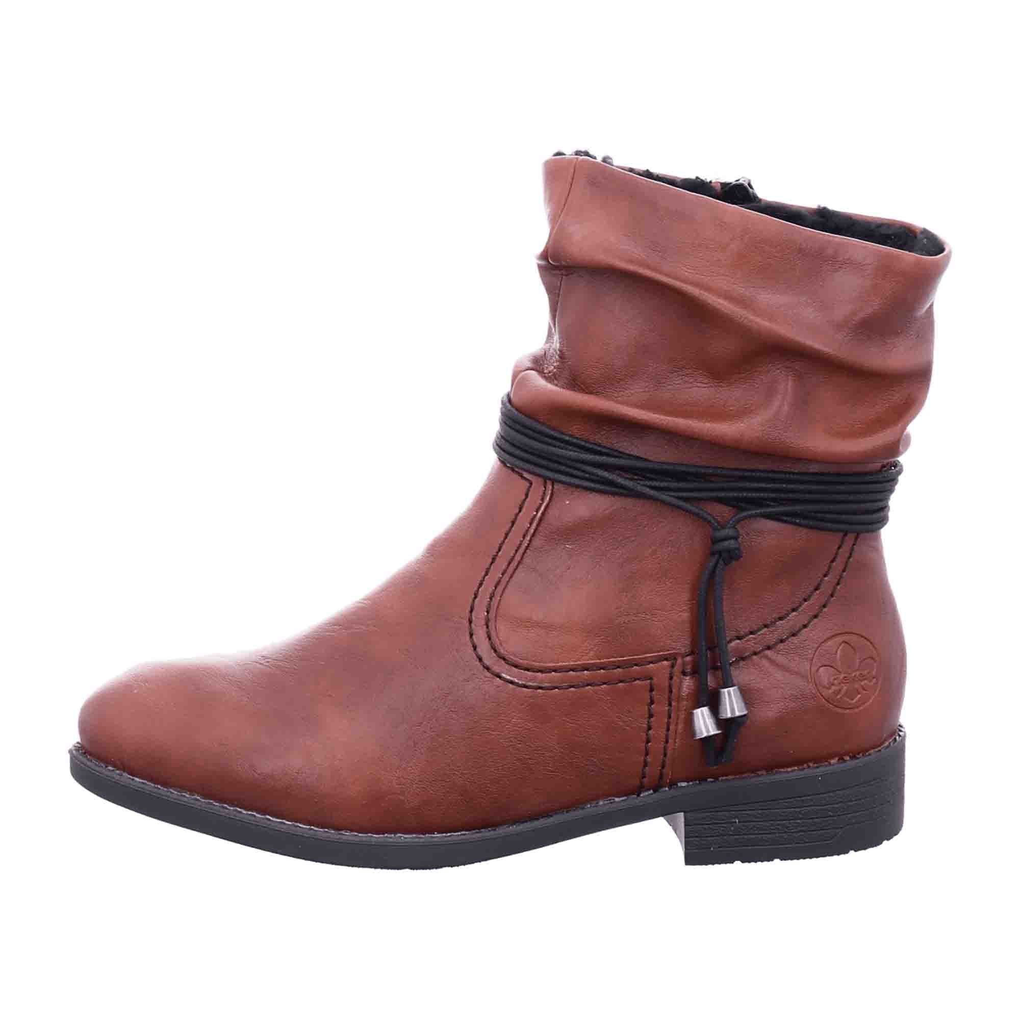 Rieker HWK Women's Brown Boots with Zipper for Fall and Winter