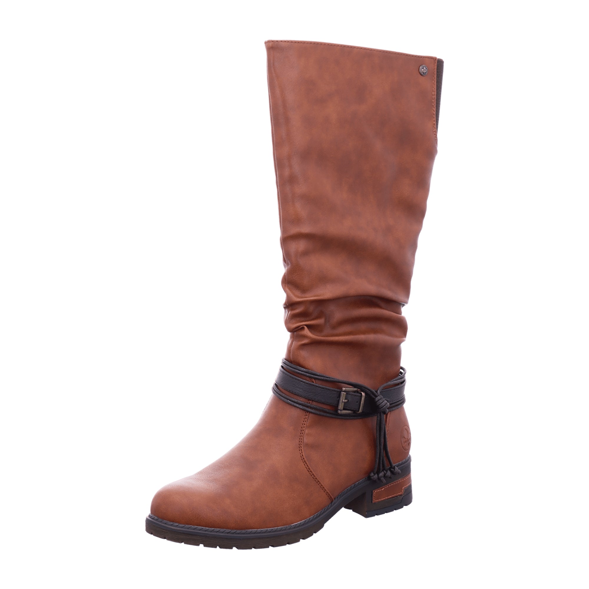 Rieker Brown Women's Boots with Block Heel and Adjustable Tall Shaft