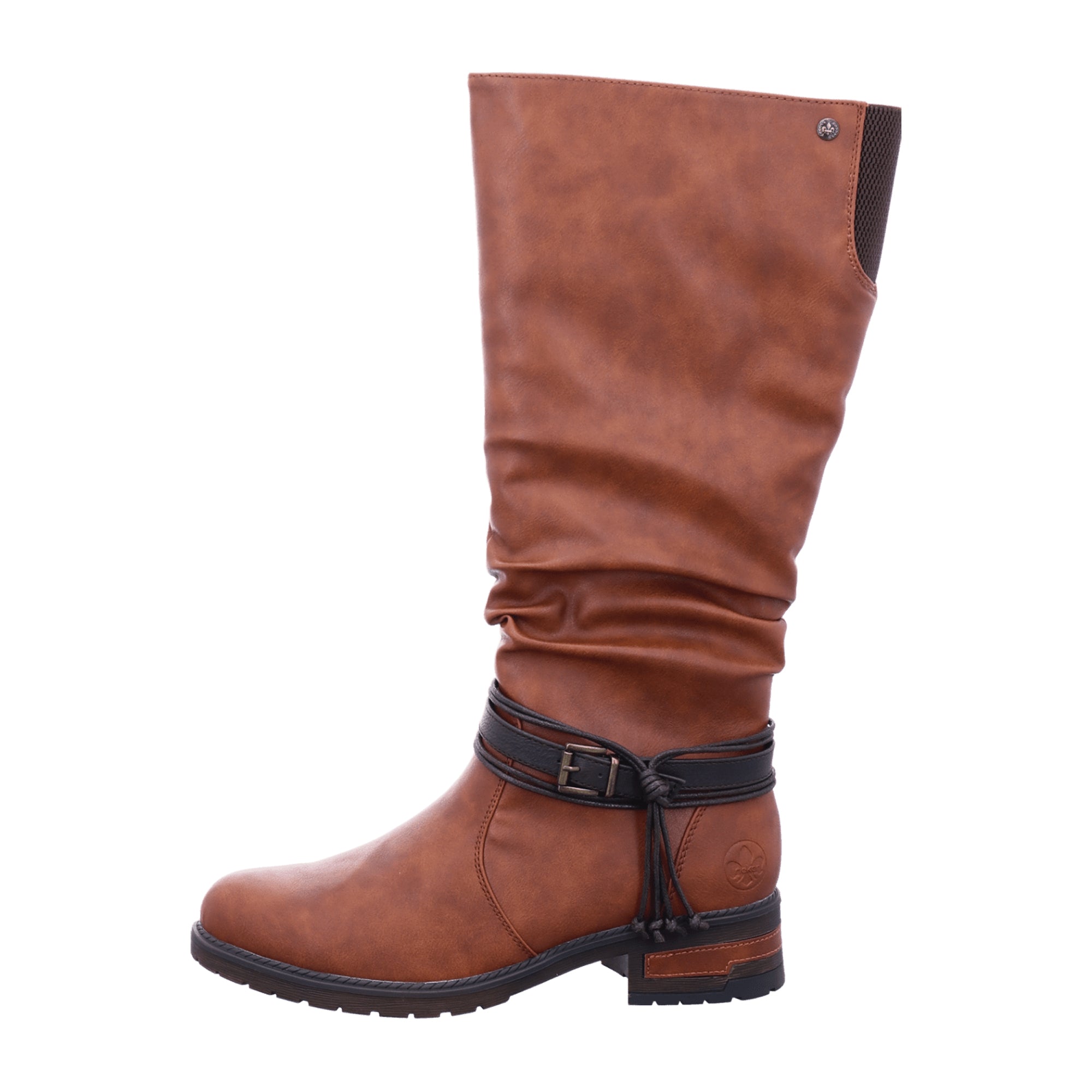 Rieker Brown Women's Boots with Block Heel and Adjustable Tall Shaft