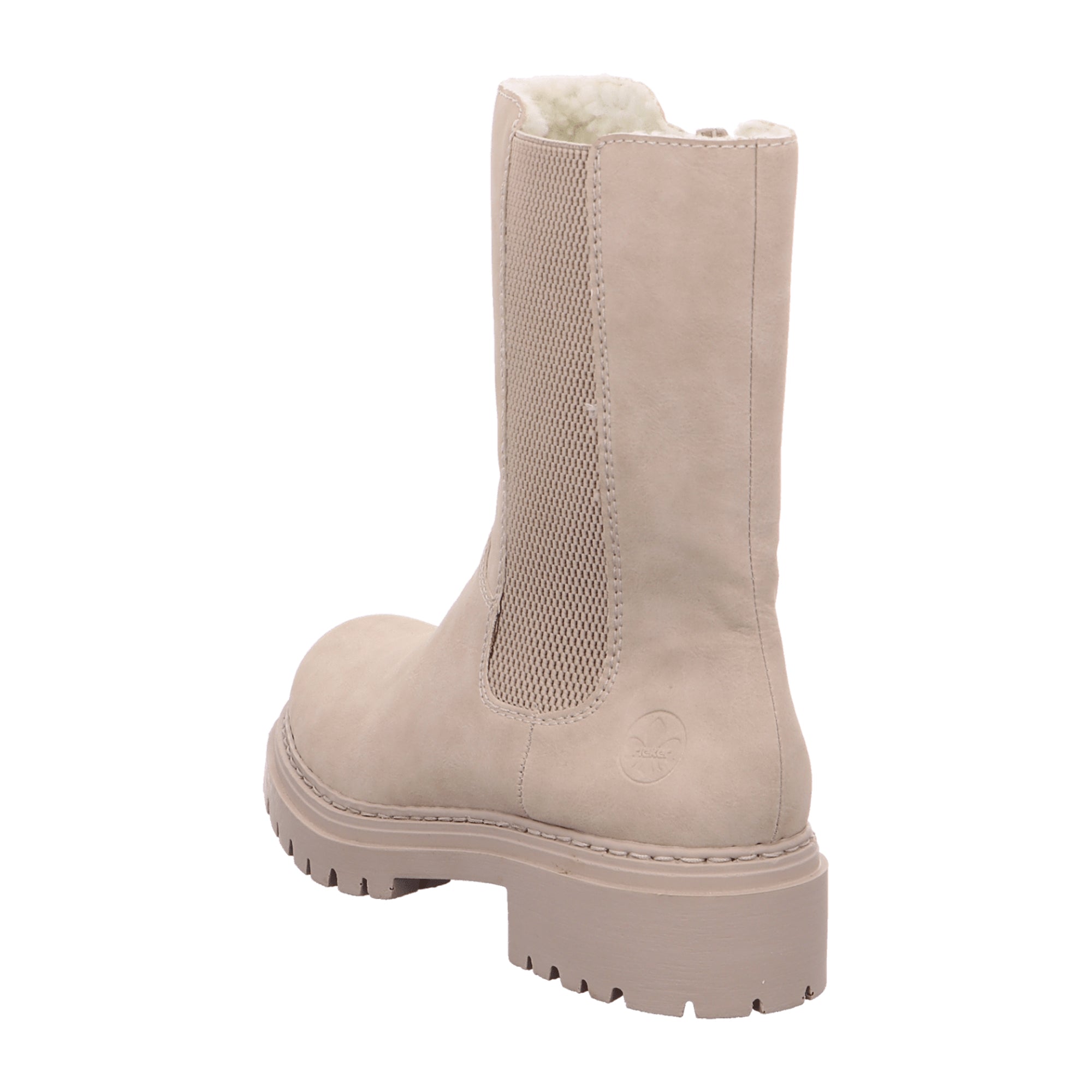 Rieker HWK Women's Beige Boots with Block Heel and Zip Closure
