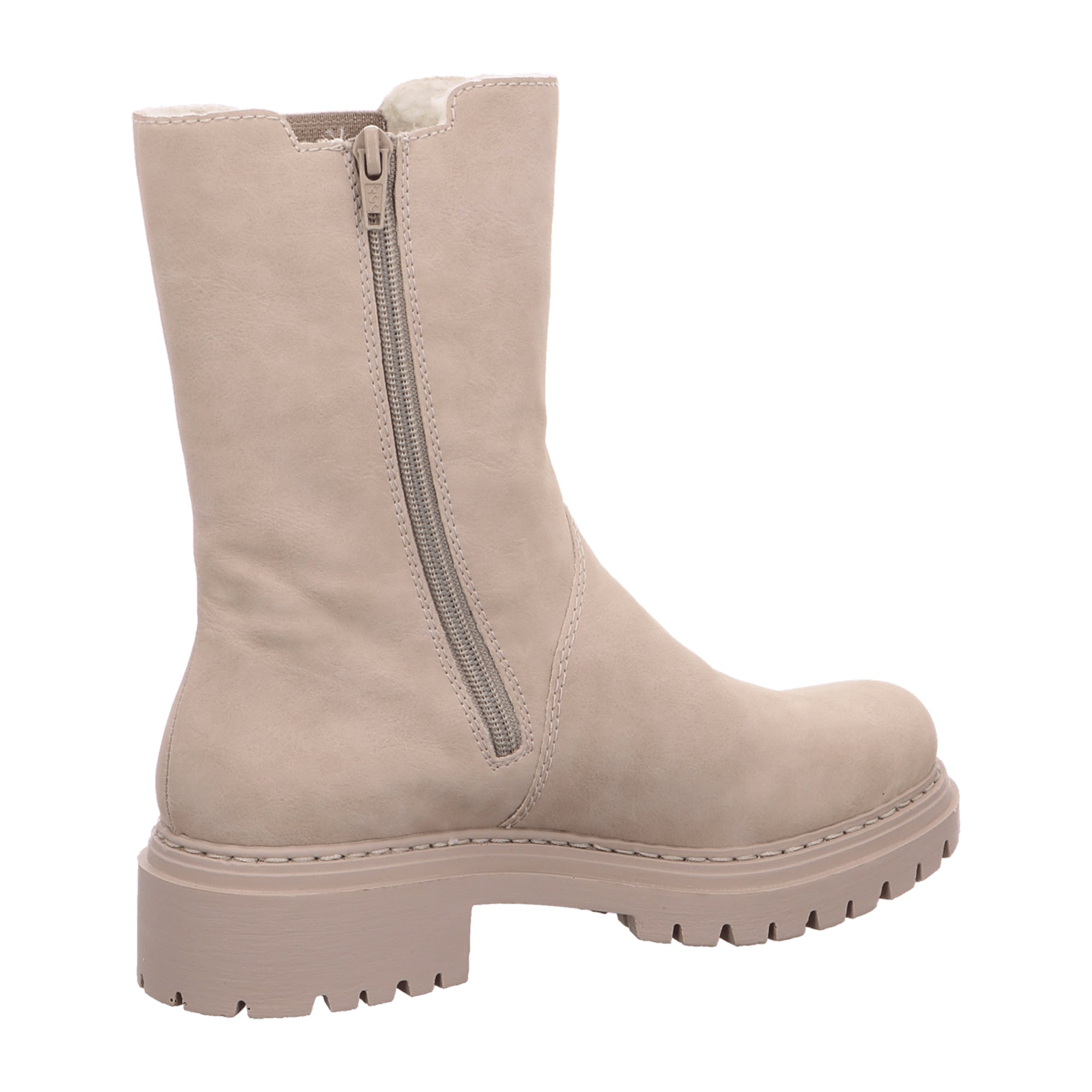 Rieker HWK Women's Beige Boots with Block Heel and Zip Closure