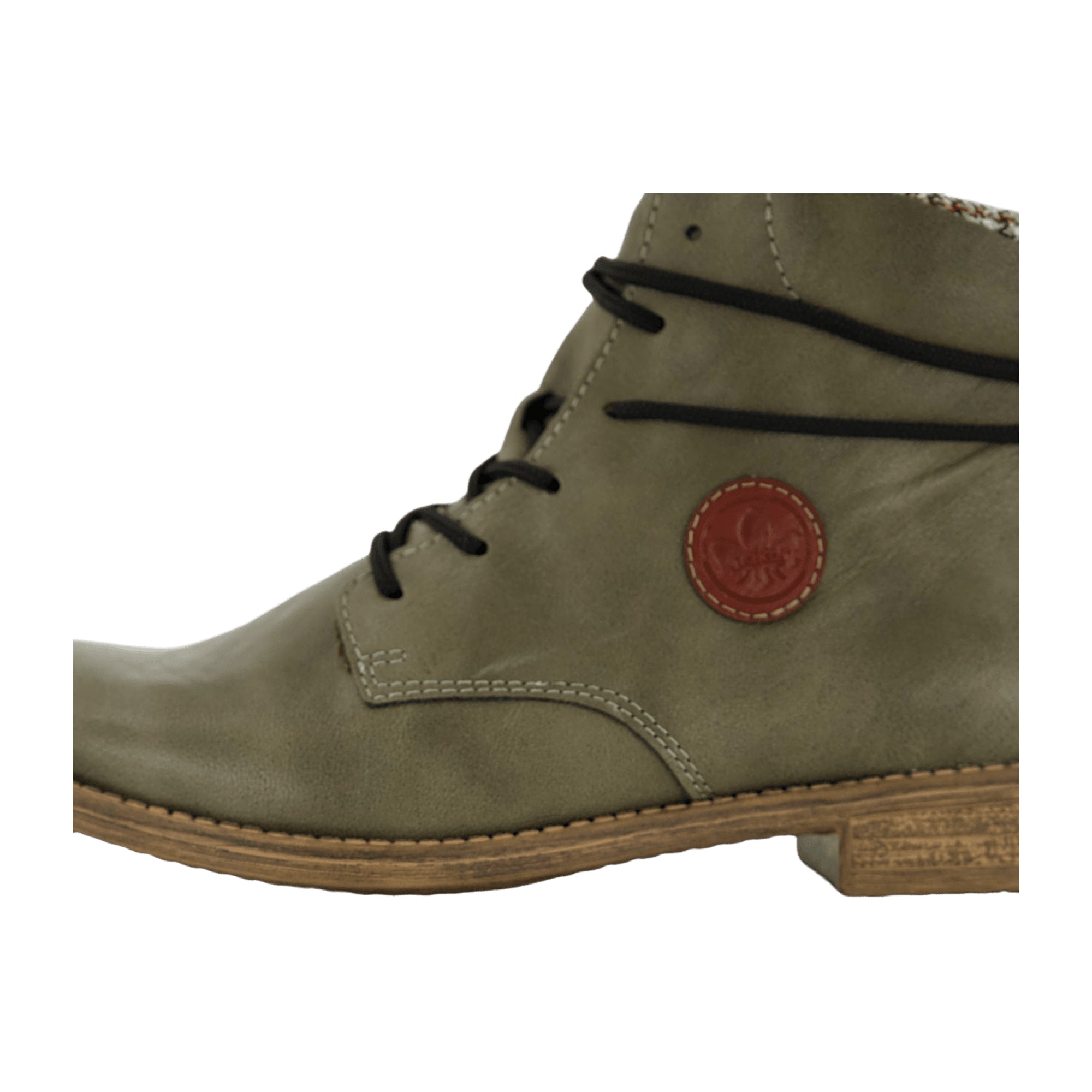 Rieker Olive Green Women's Boots Lace-Up Faux Leather Textile Lining Winter