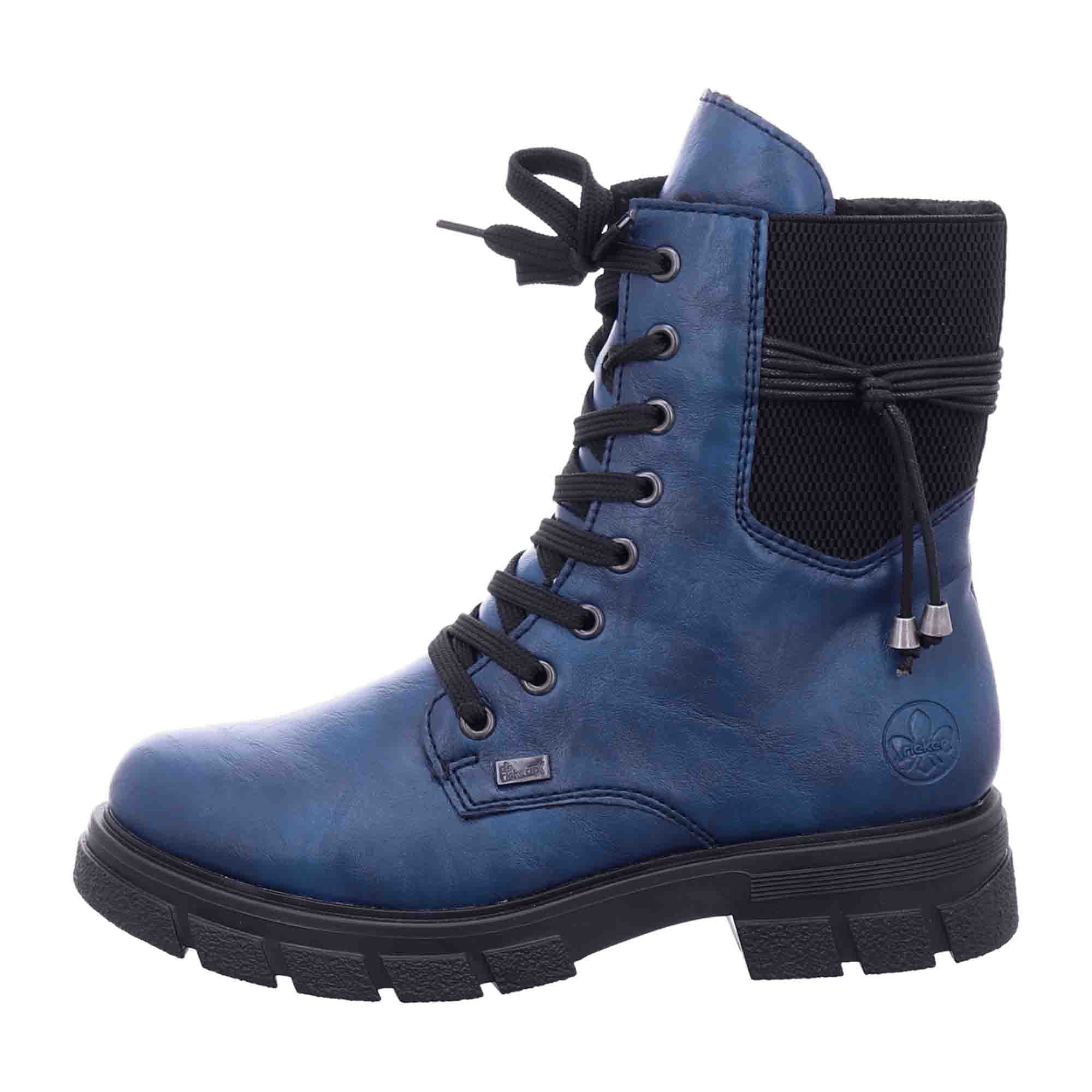 Rieker HWK Women's Blue Boots with Zipper for Fall and Winter