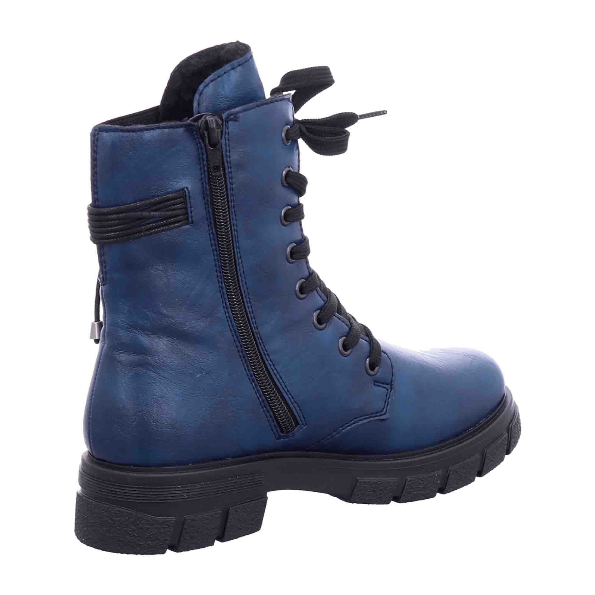 Rieker HWK Women's Blue Boots with Zipper for Fall and Winter